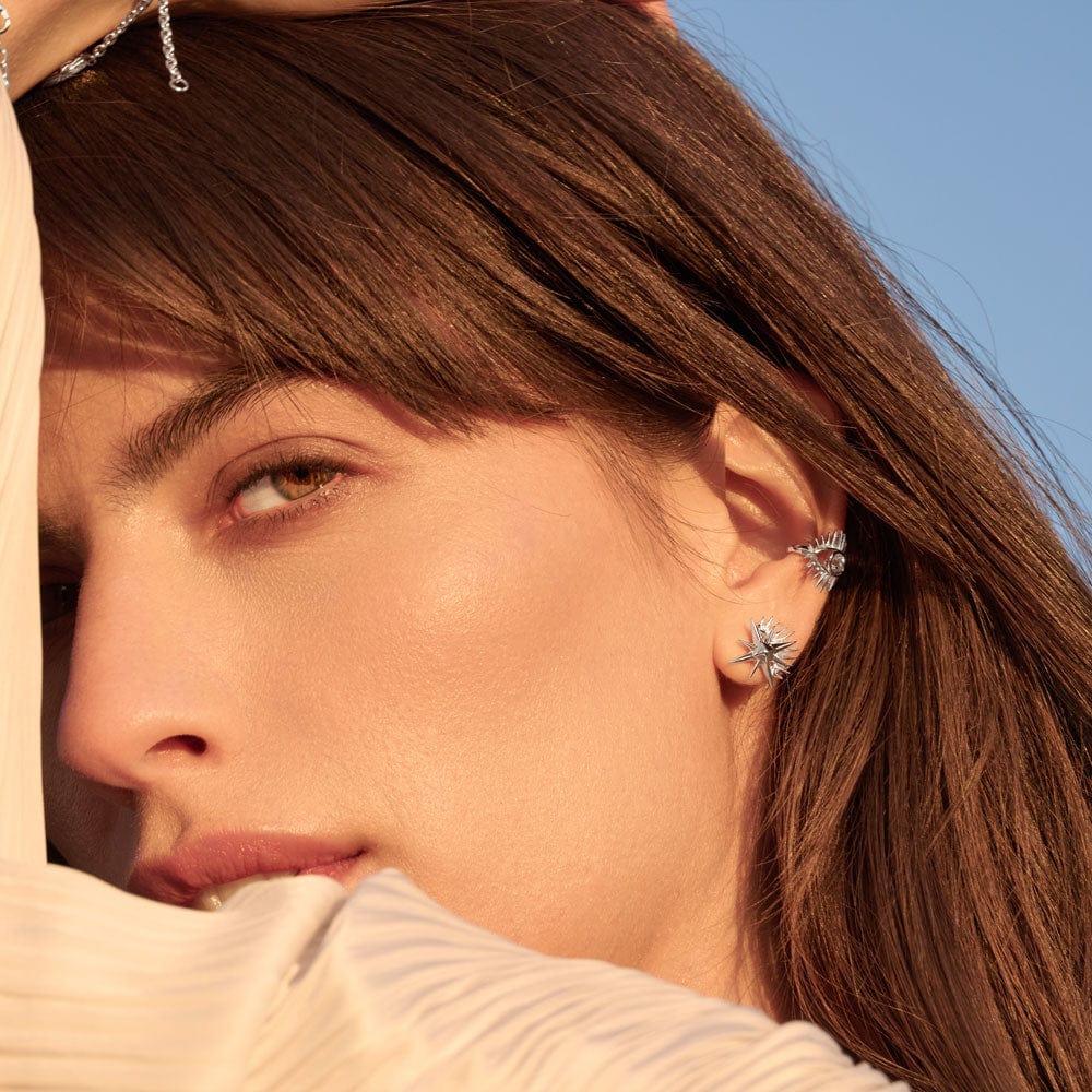Evil Eye Ear Cuff | Sterling Silver