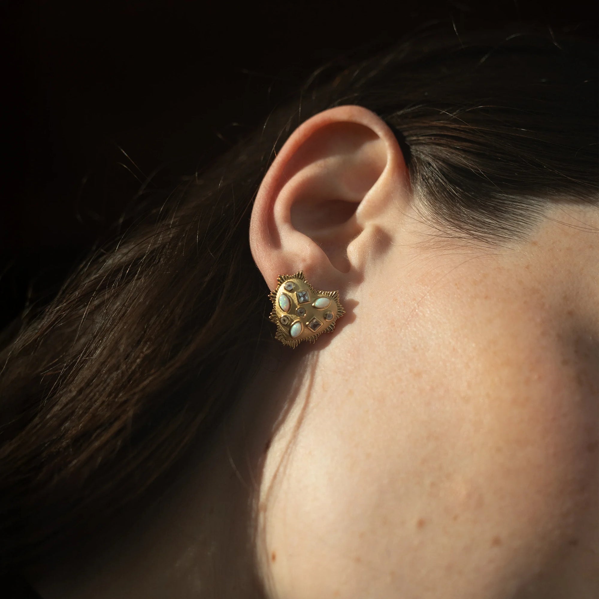 Gemstone Radiant Heart Studs | Sterling Silver