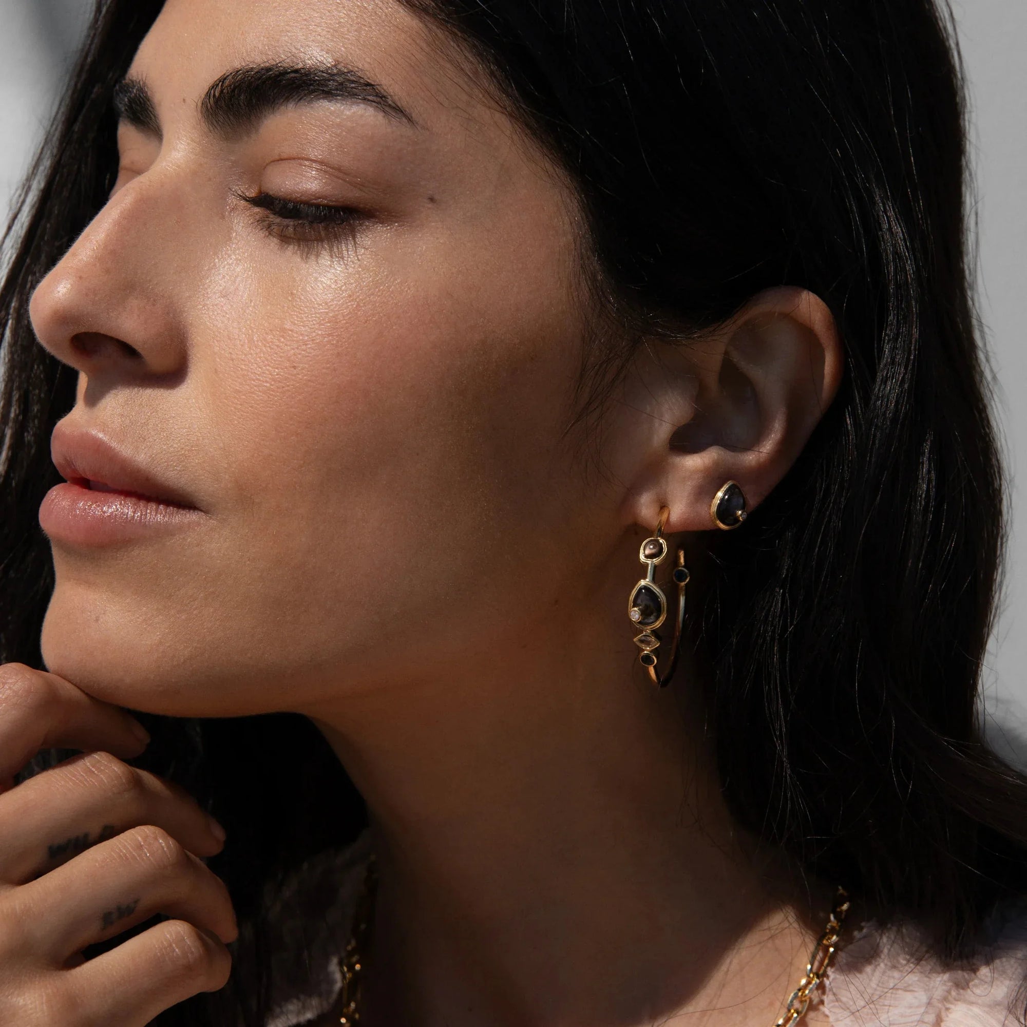 Organic Pearl Gemstone Hoops | Sterling Silver