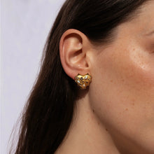 Gemstone Radiant Heart Studs | 14K Yellow Gold Vermeil