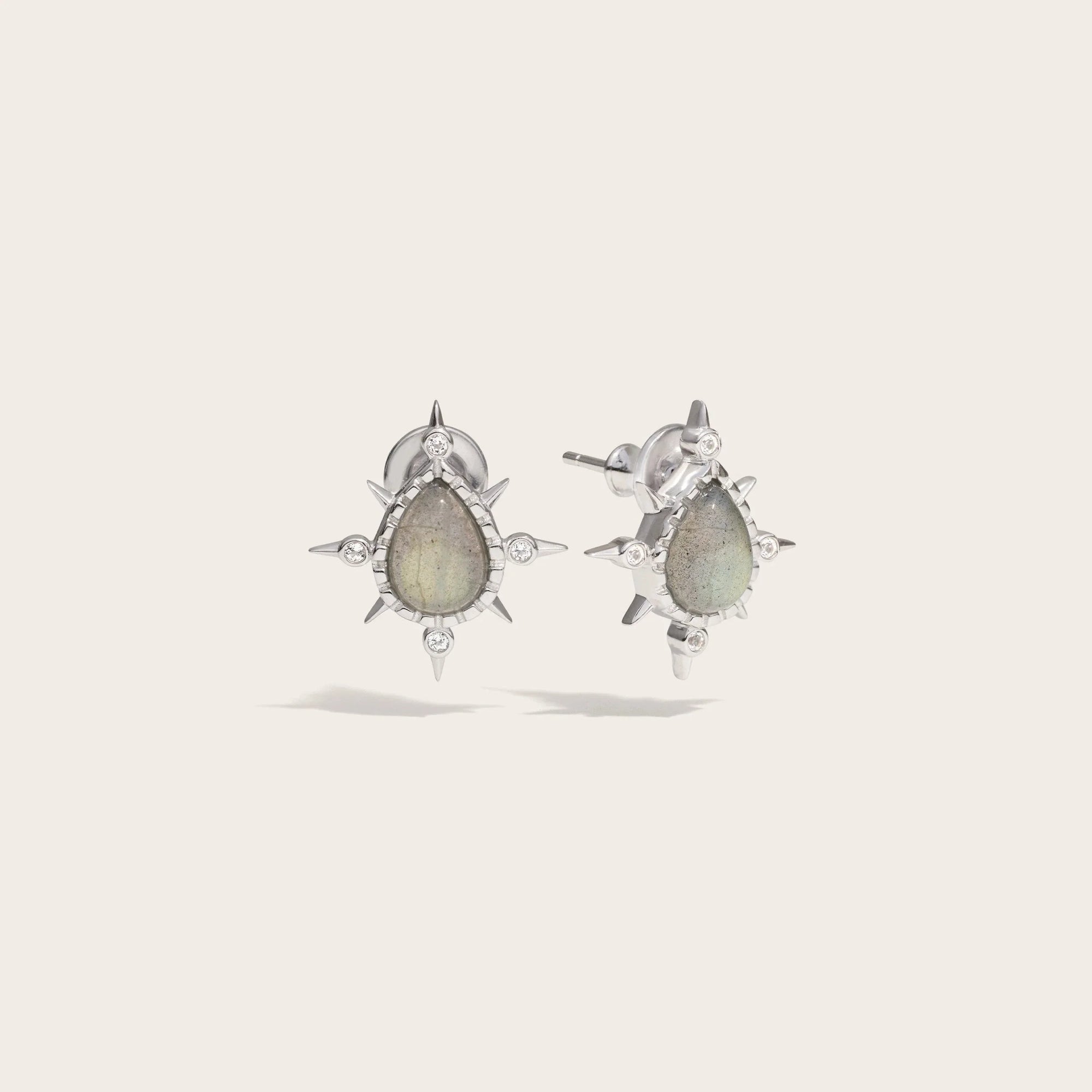 Compass Pear Studs | Sterling Silver