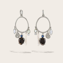 Deep Sea Gemstone Charm Hoops | Sterling Silver