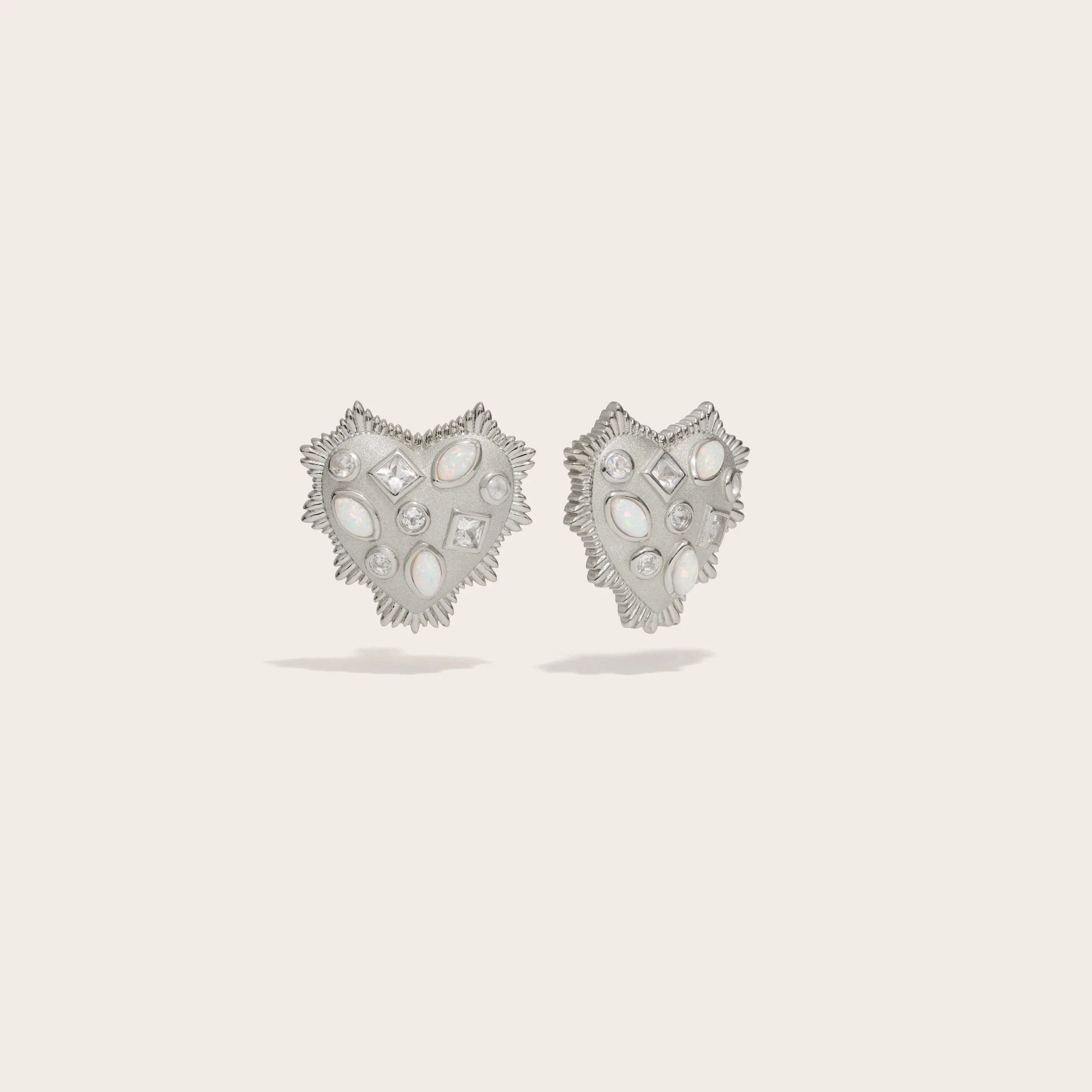 Gemstone Radiant Heart Studs | Sterling Silver