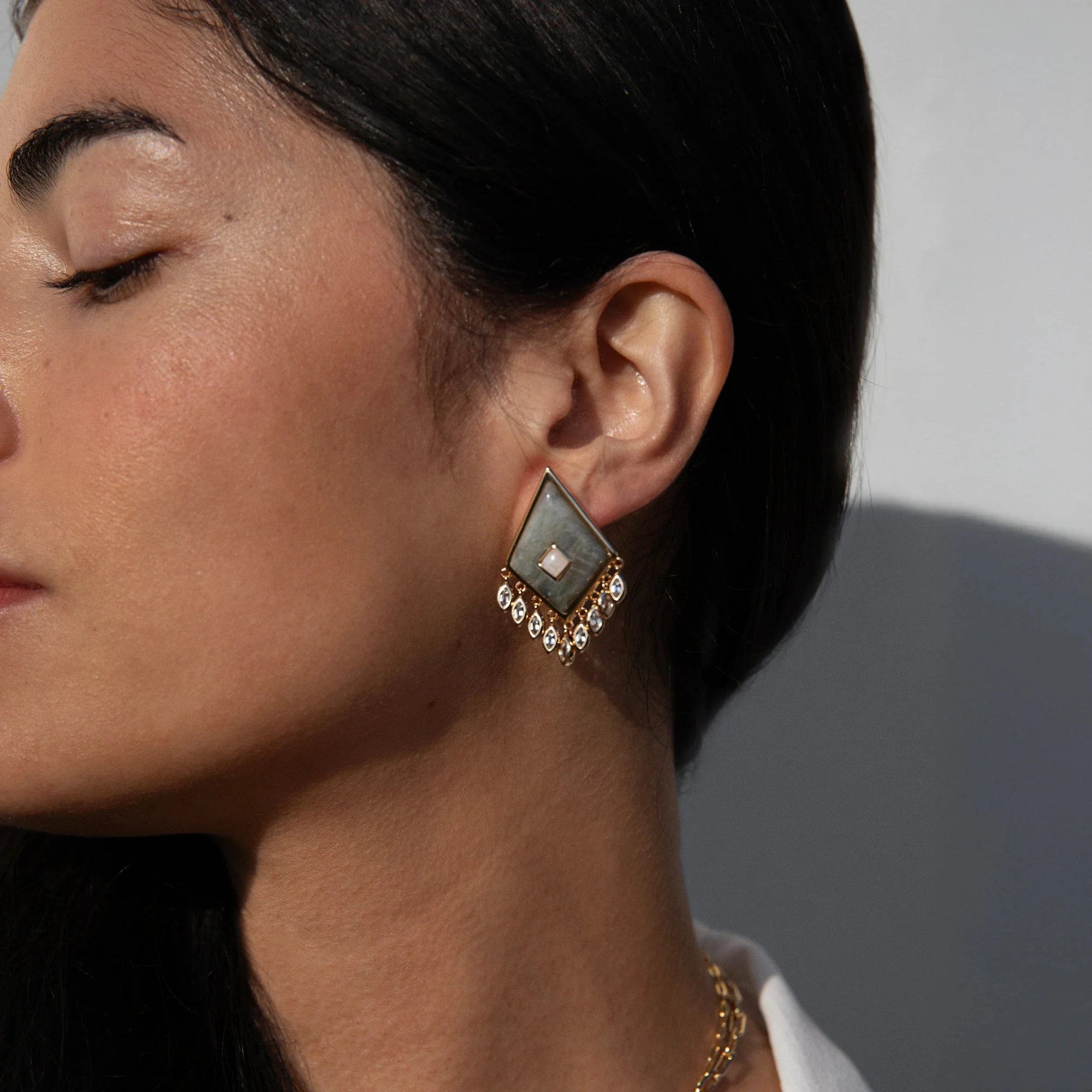 Labradorite Boho Kite Earrings | Sterling Silver