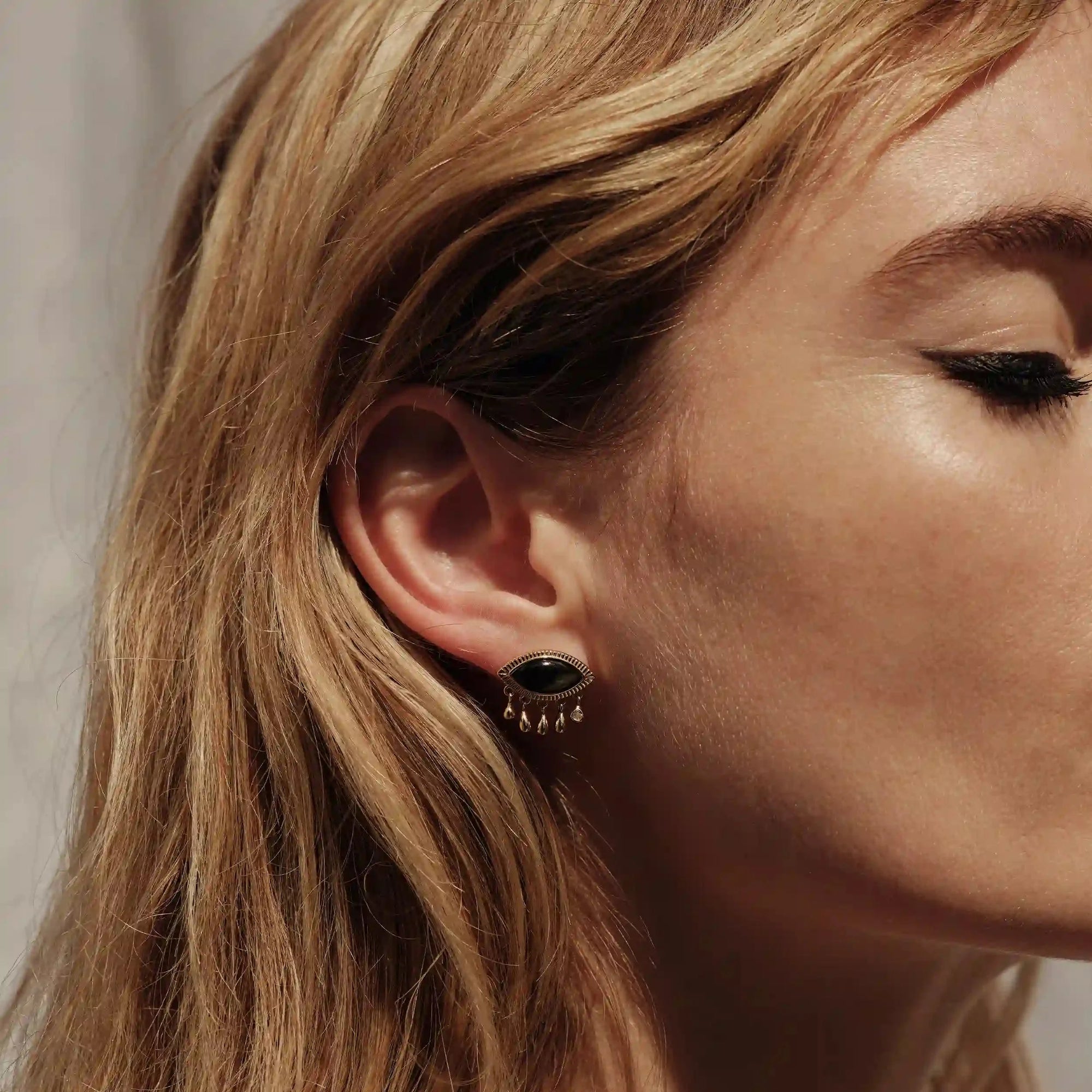Third Eye Black Mother of Pearl Studs | Sterling Silver