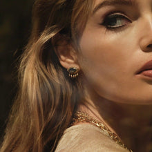 Third Eye Black Mother of Pearl Studs | 14K Yellow Gold Vermeil