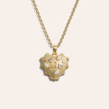 Gemstone Locked Radiant Heart Necklace | 14K Yellow Gold Vermeil
