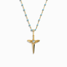 Flying Dagger Turquoise Enamel Necklace | 14K Yellow Gold Vermeil