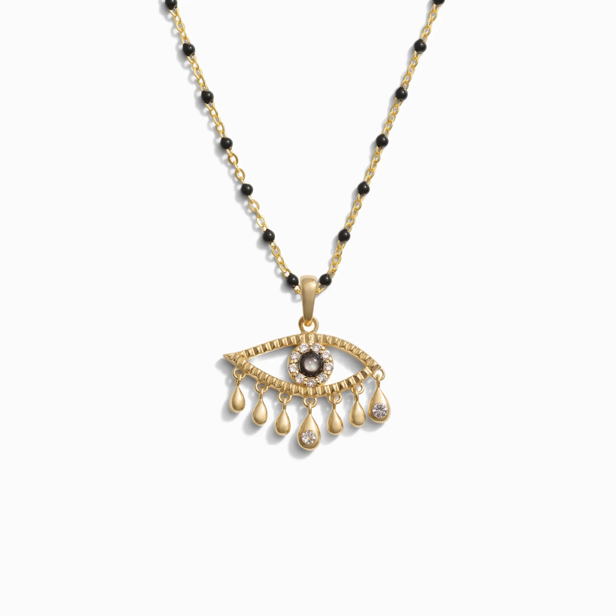 Third Eye Black Enamel Necklace | 14K Yellow Gold Vermeil