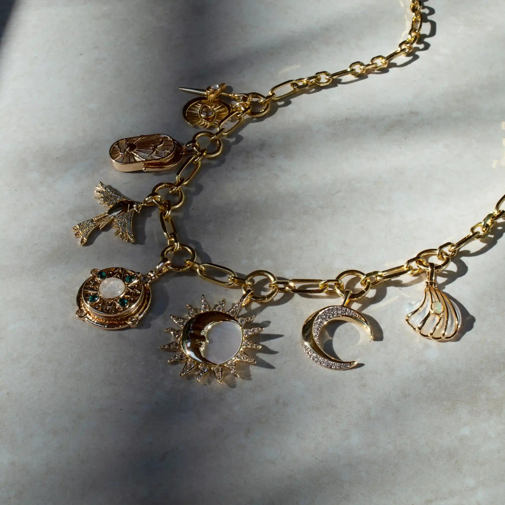 Compass Statement Charm Necklace | 14K Yellow Gold Vermeil