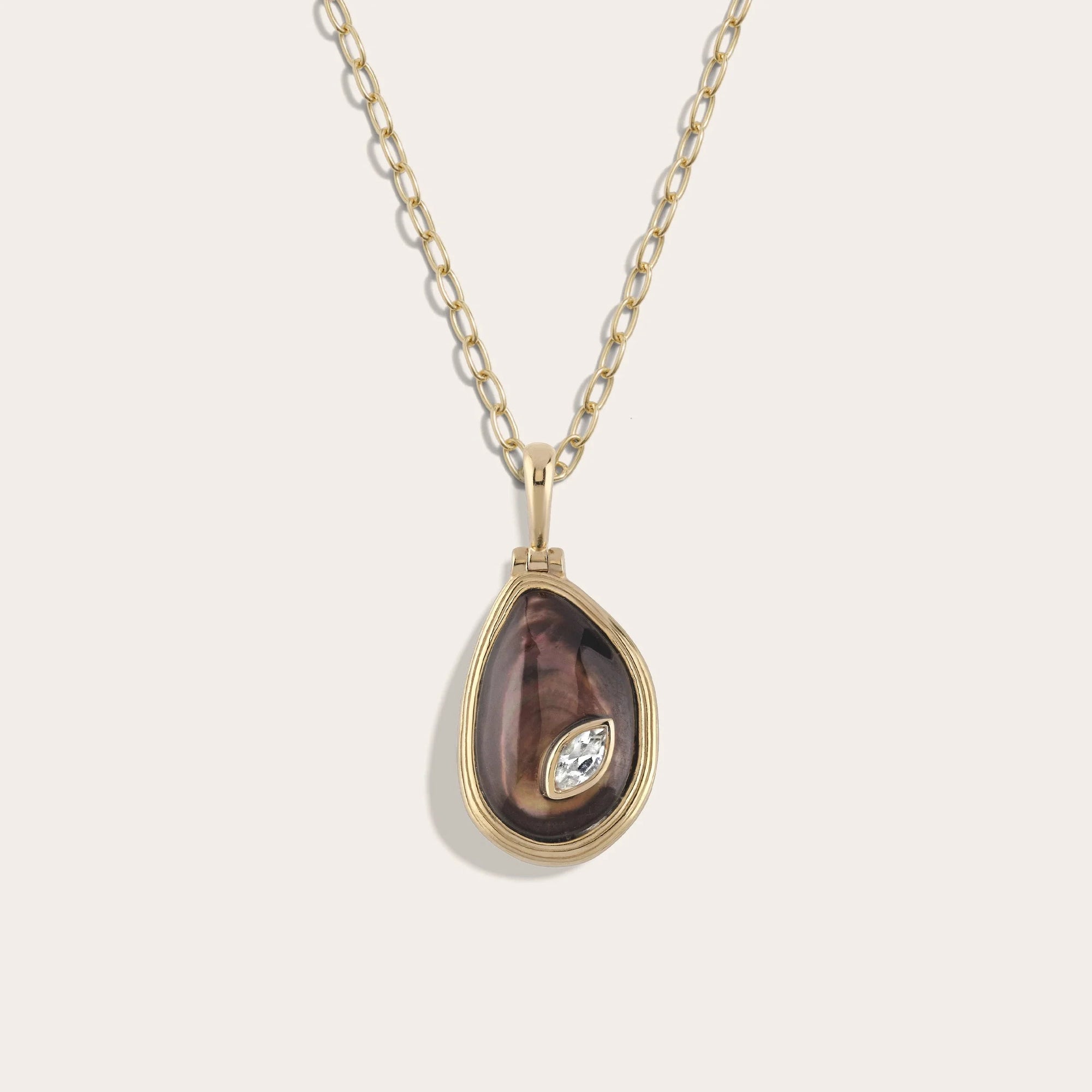Organic Mother of Pearl Gemstone Necklace | 14K Yellow Gold Vermeil