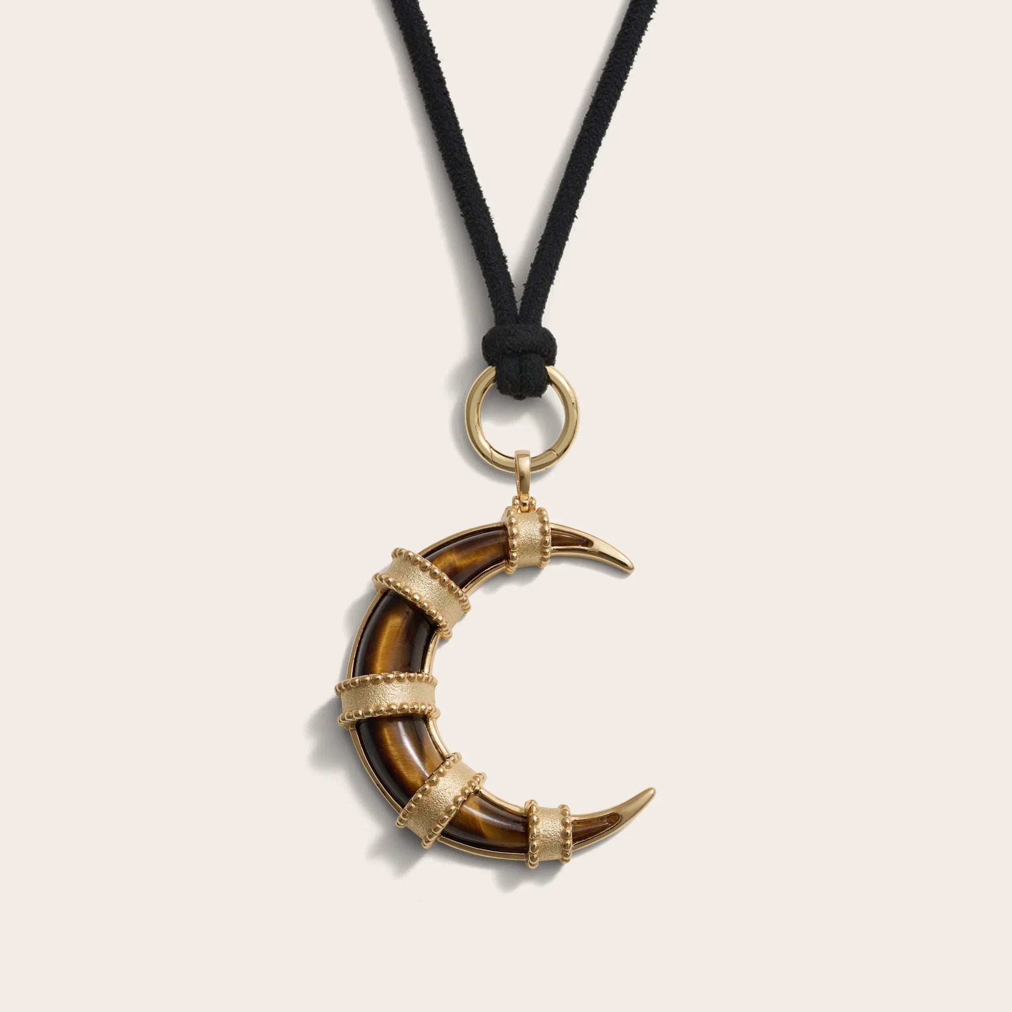 Boho Moon Cord Charm Necklace | 14K Yellow Gold Vermeil