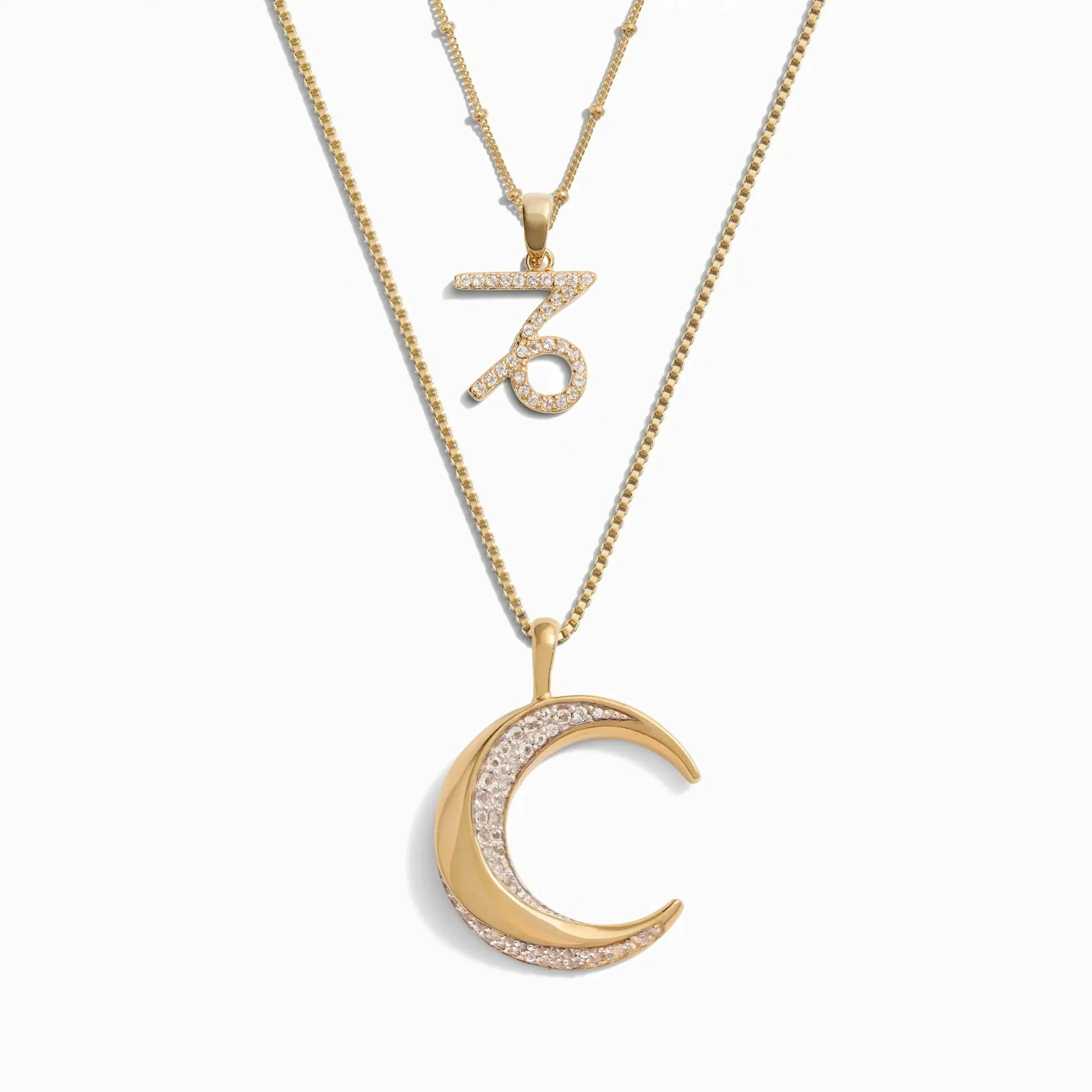 Twisted Moon and Gemstone Zodiac Set | 14K Yellow Gold Vermeil