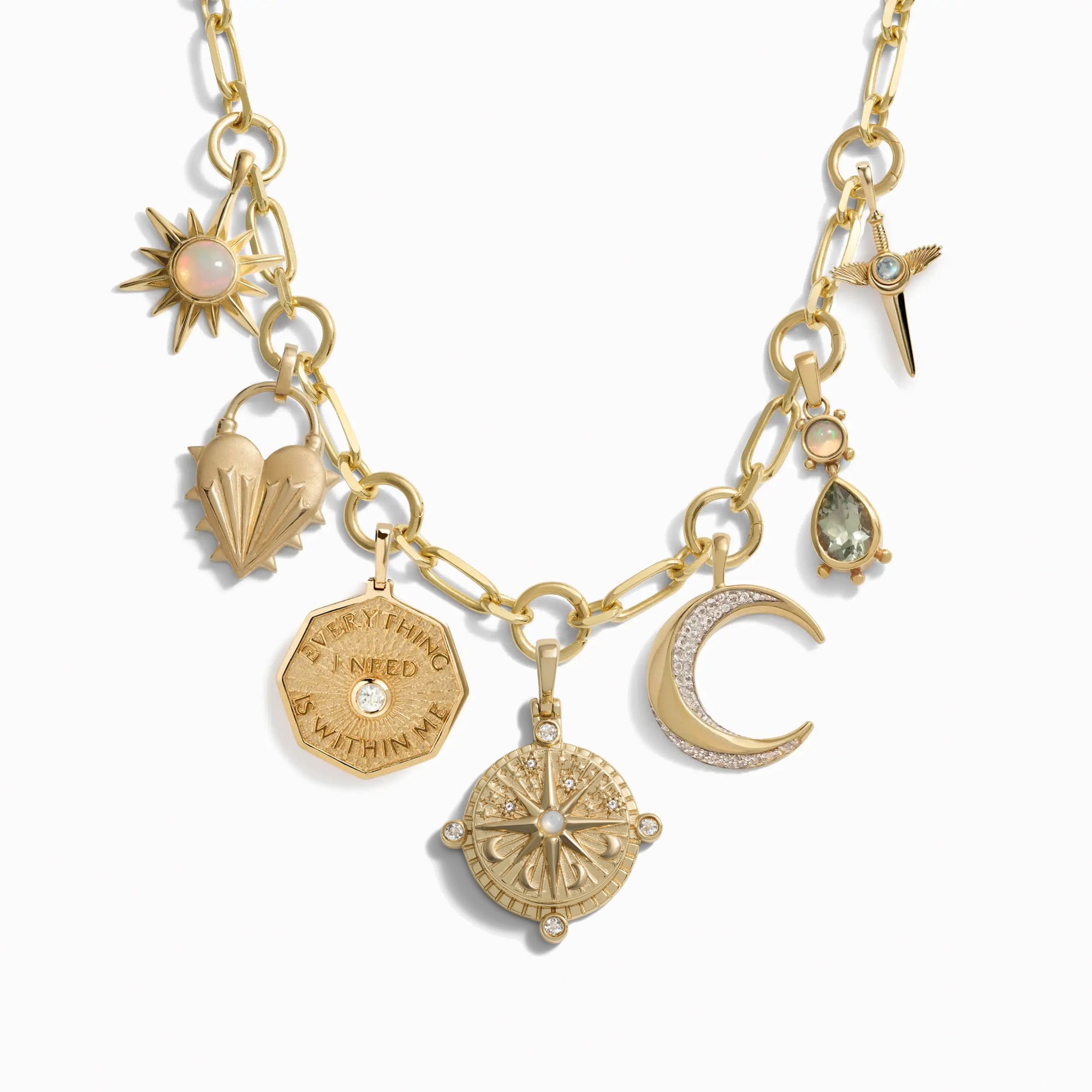 Compass Statement Charm Necklace | 14K Yellow Gold Vermeil