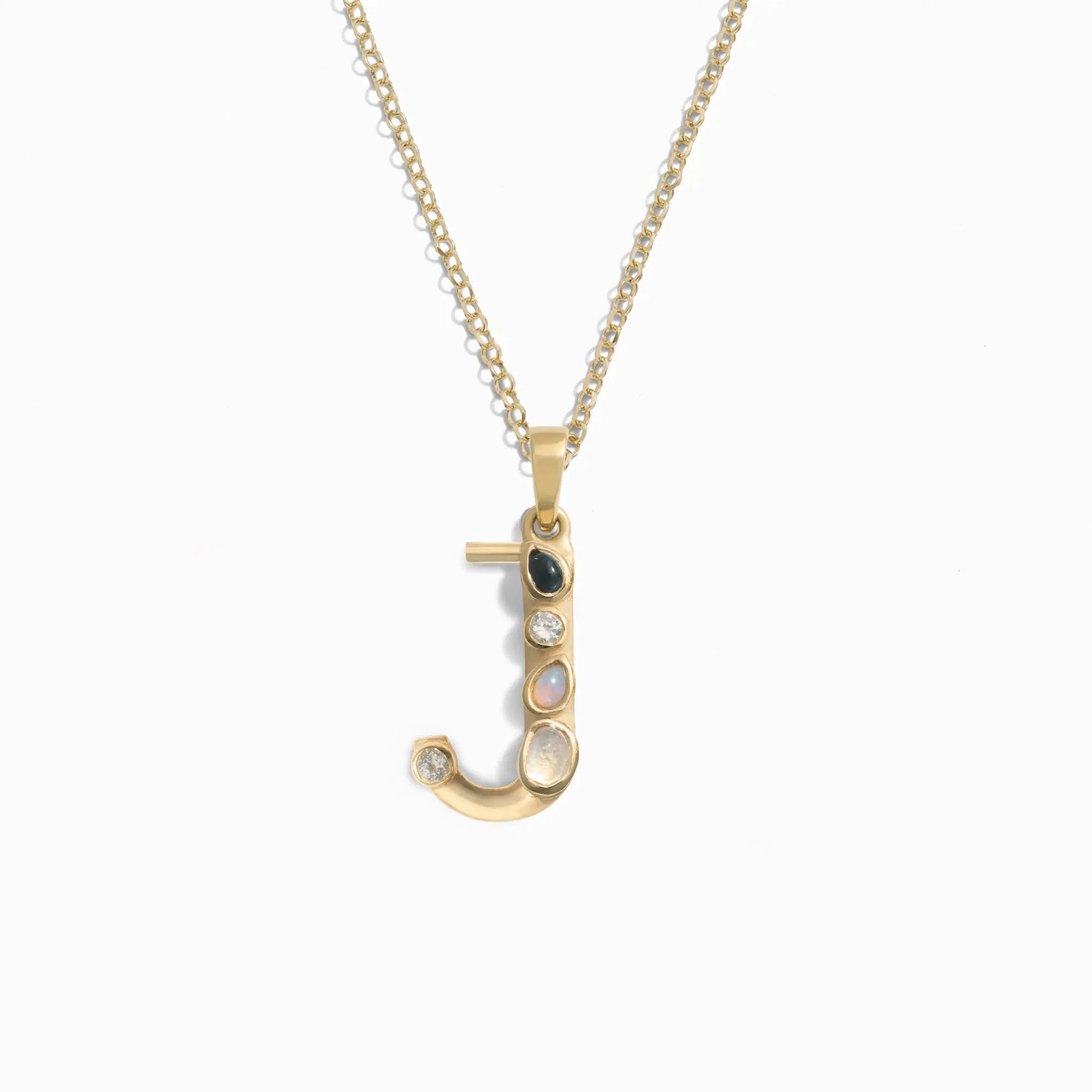 Gold Gemstone Initial Necklace | 14K Yellow Gold Vermeil