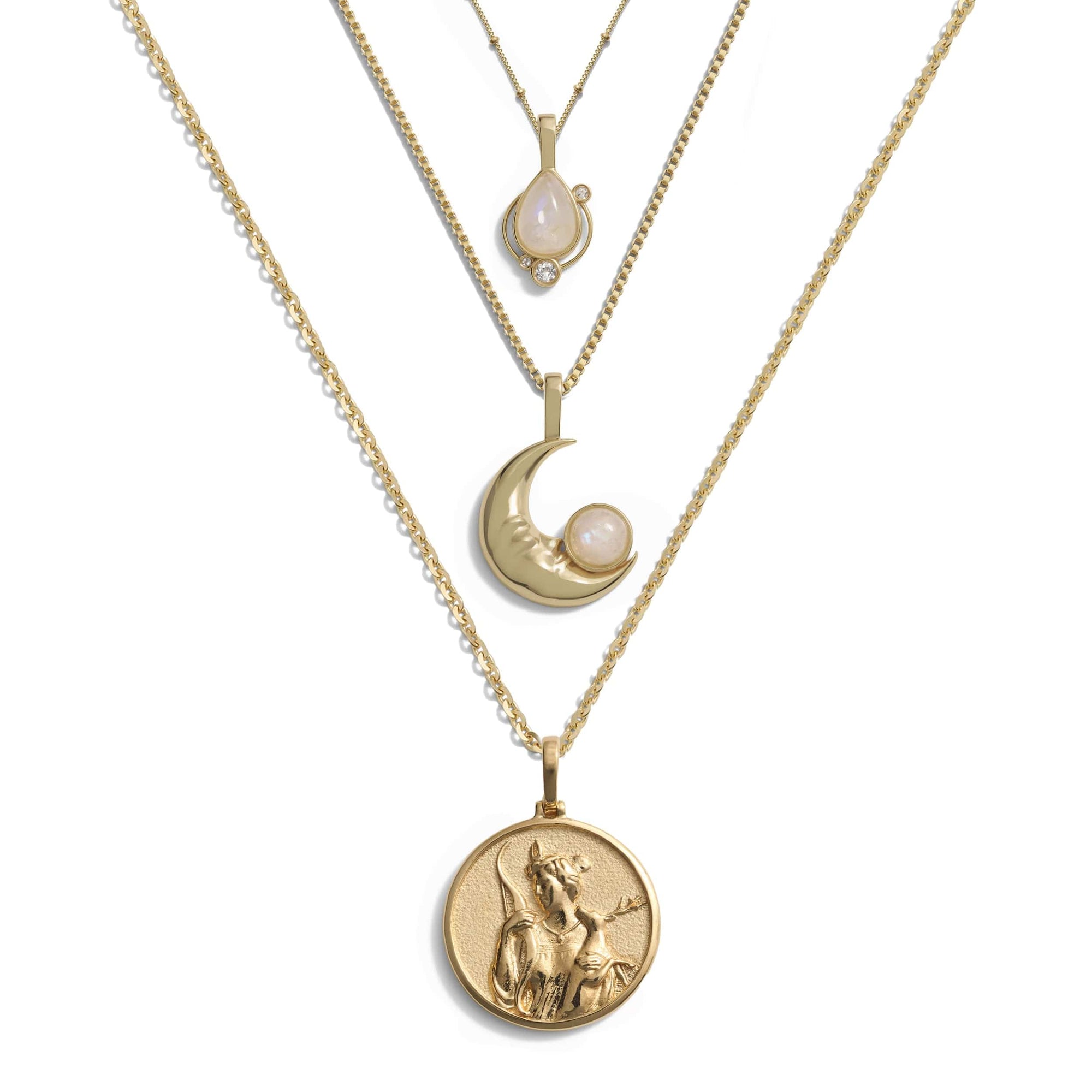 Mistress of the Moon Necklace Set | 14K Yellow Gold Vermeil