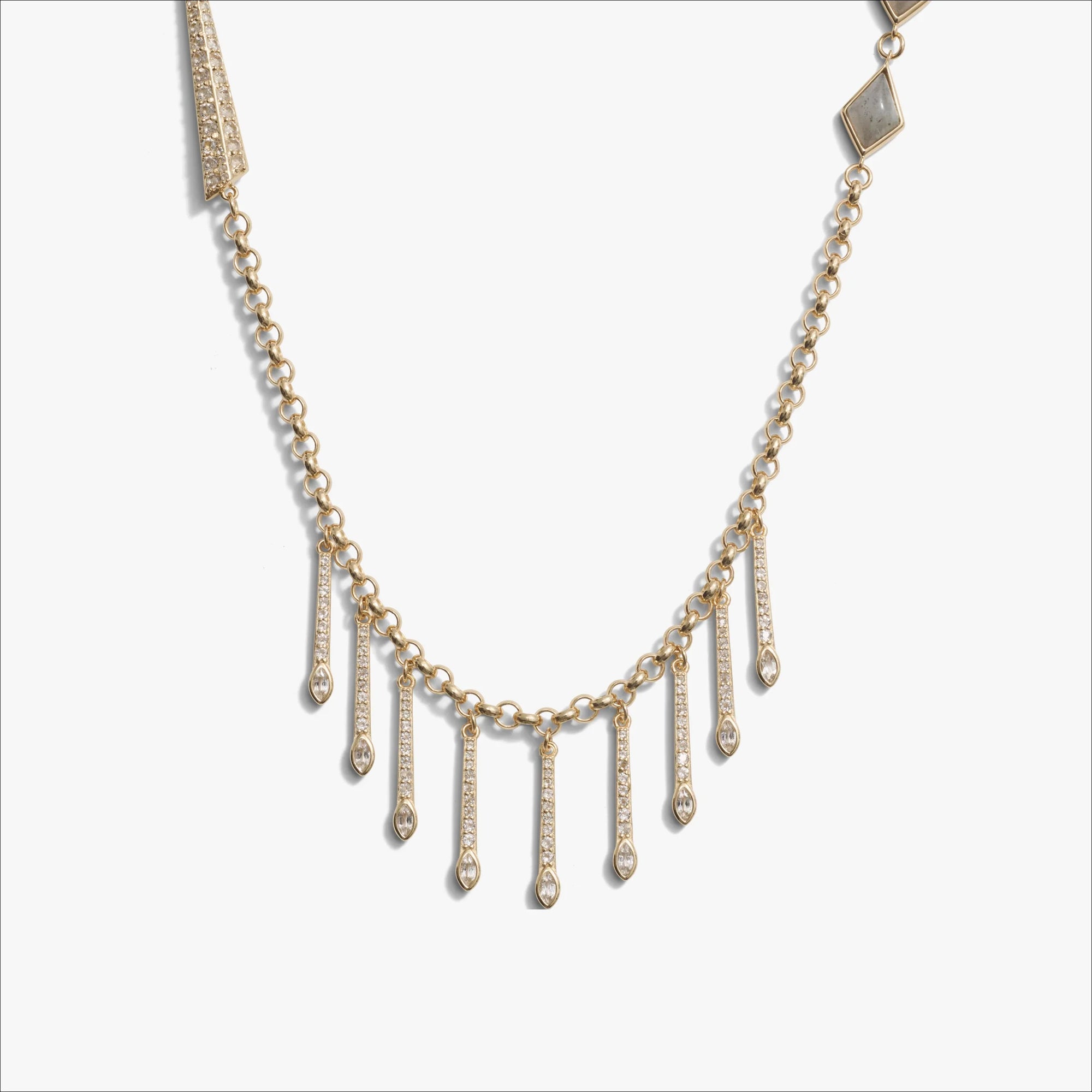 Awe Inspired Necklaces 14K Yellow Gold Vermeil / Moonstone Long Boho Necklace