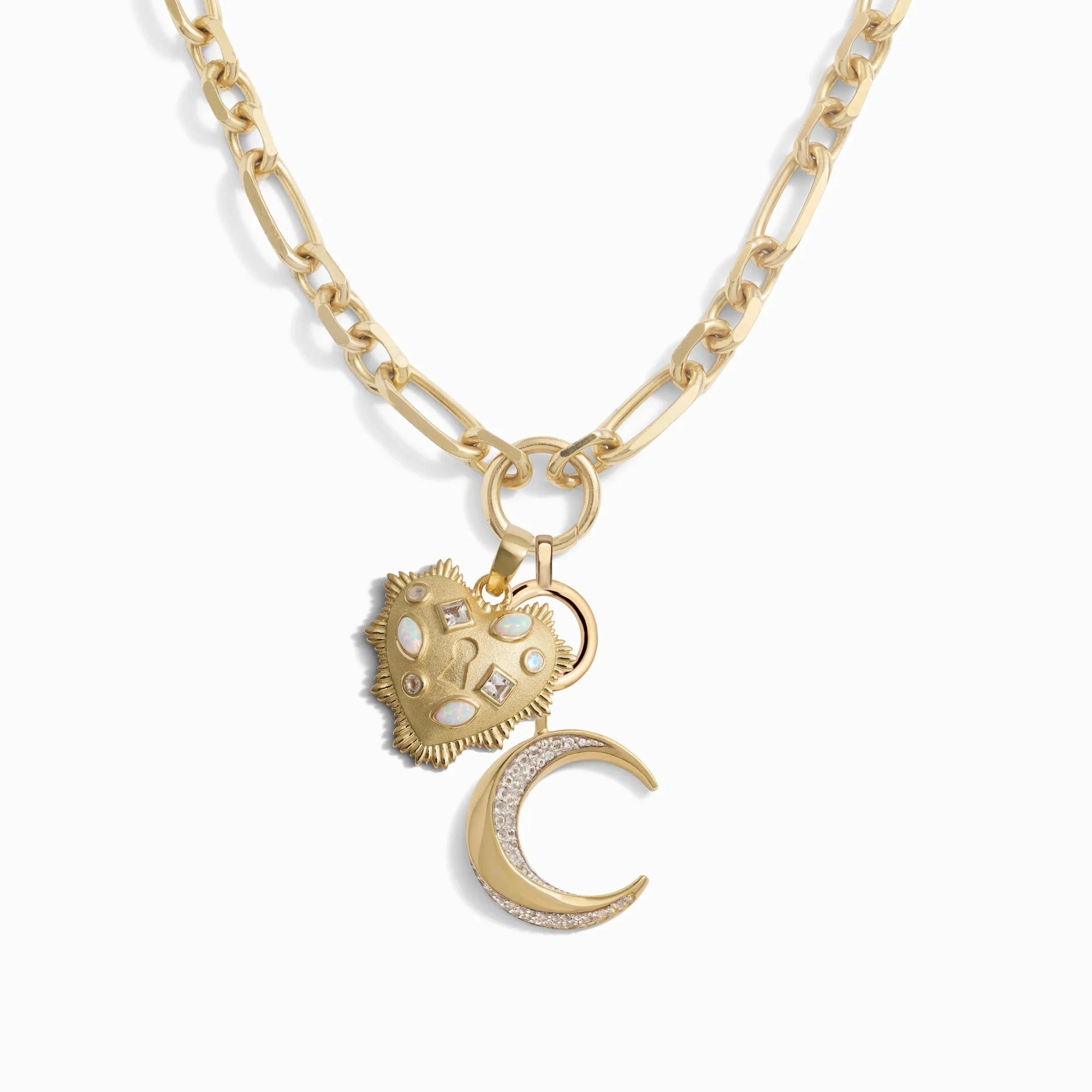 Moonstruck Gemstone Charm Necklace | 14K Yellow Gold Vermeil