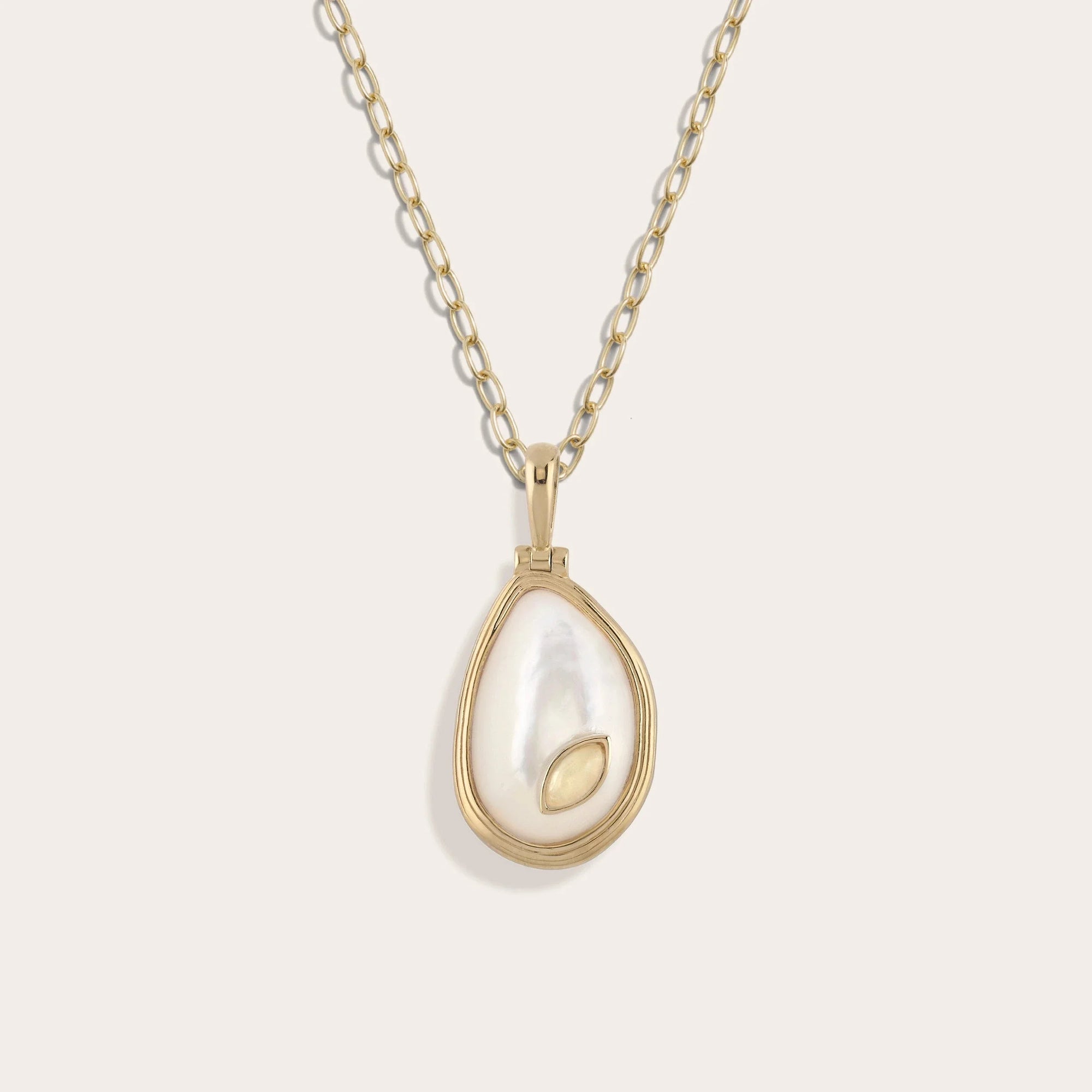 Organic Mother of Pearl Gemstone Necklace | 14K Yellow Gold Vermeil