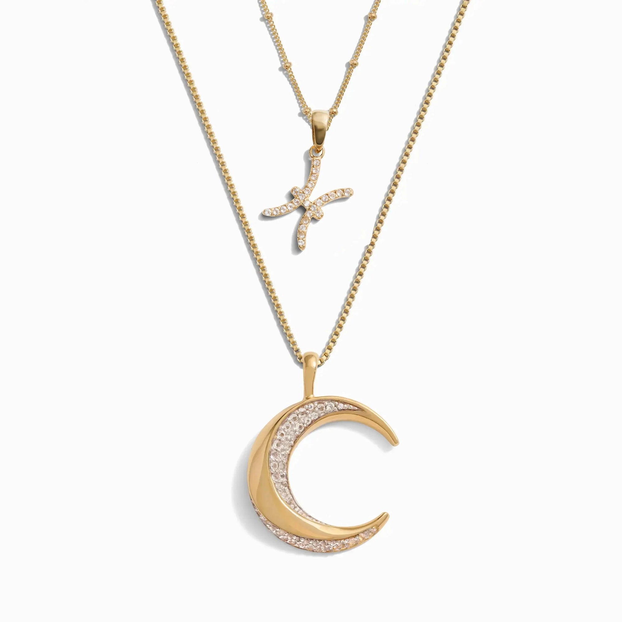 Twisted Moon and Gemstone Zodiac Set | 14K Yellow Gold Vermeil