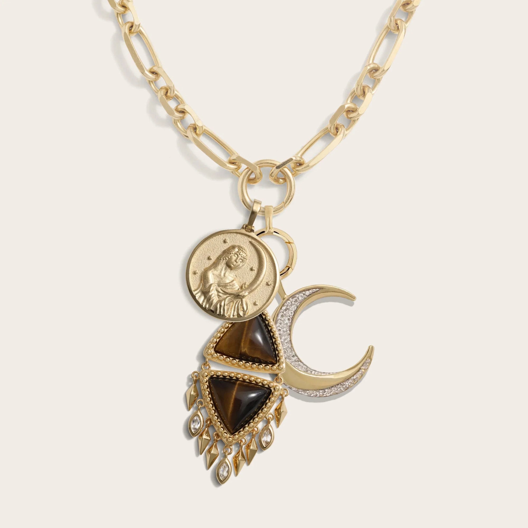 Selene Boho Moon Charm Necklace | 14K Yellow Gold Vermeil