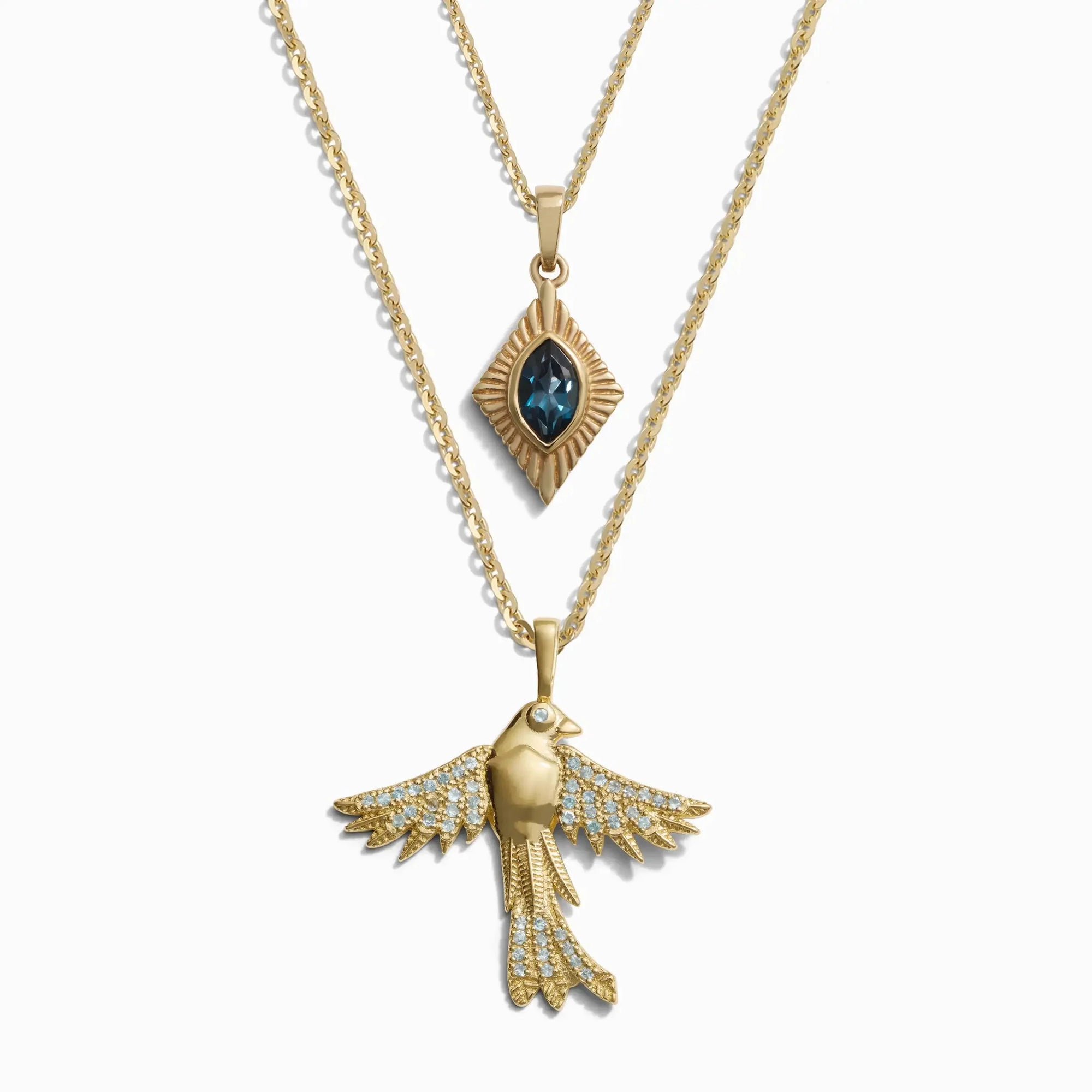 Suffraget Bluebird and London Blue Aura Set | 14K Yellow Gold Vermeil