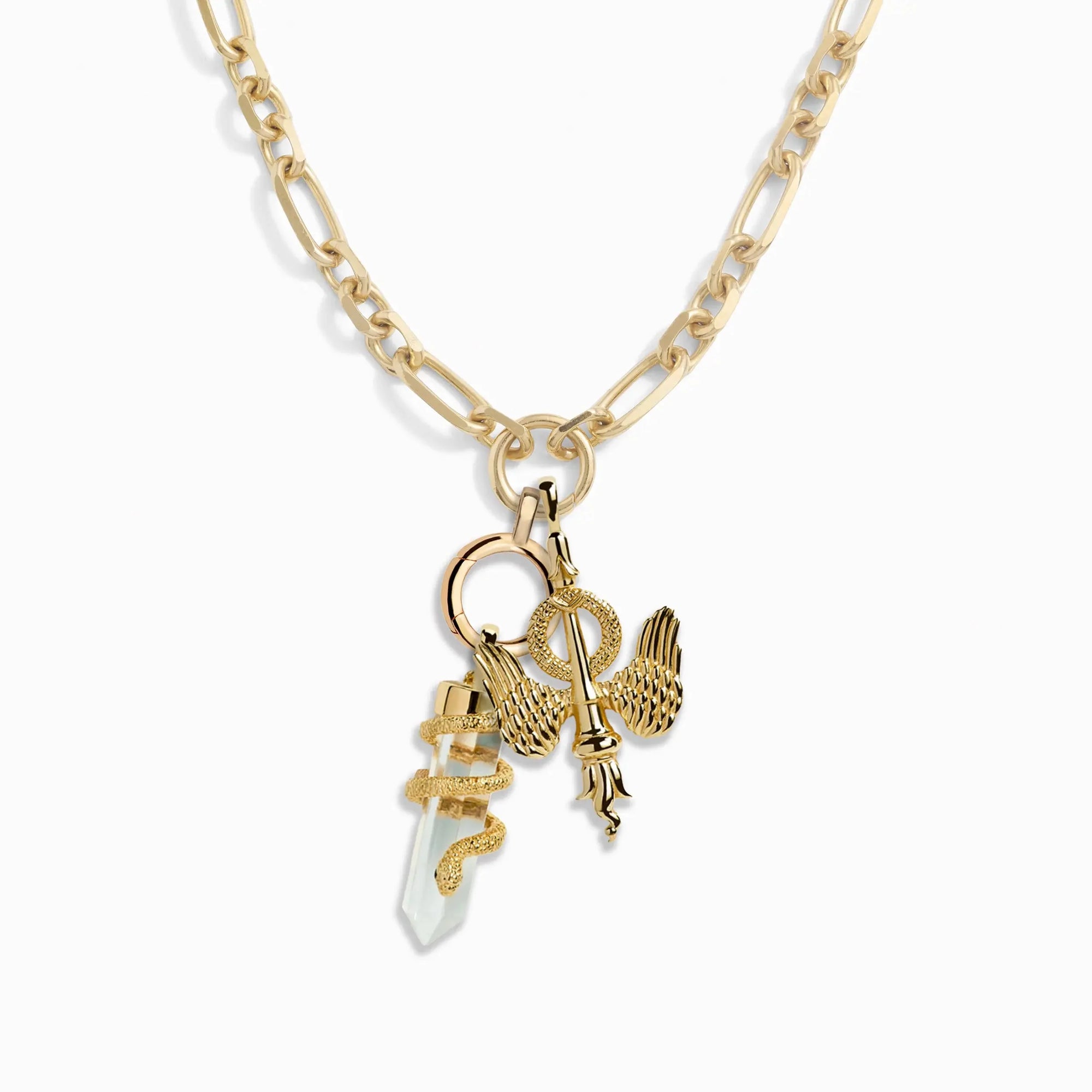 The Guardians Crystal + Inverted Torch Amulet | 14K Yellow Gold Vermeil