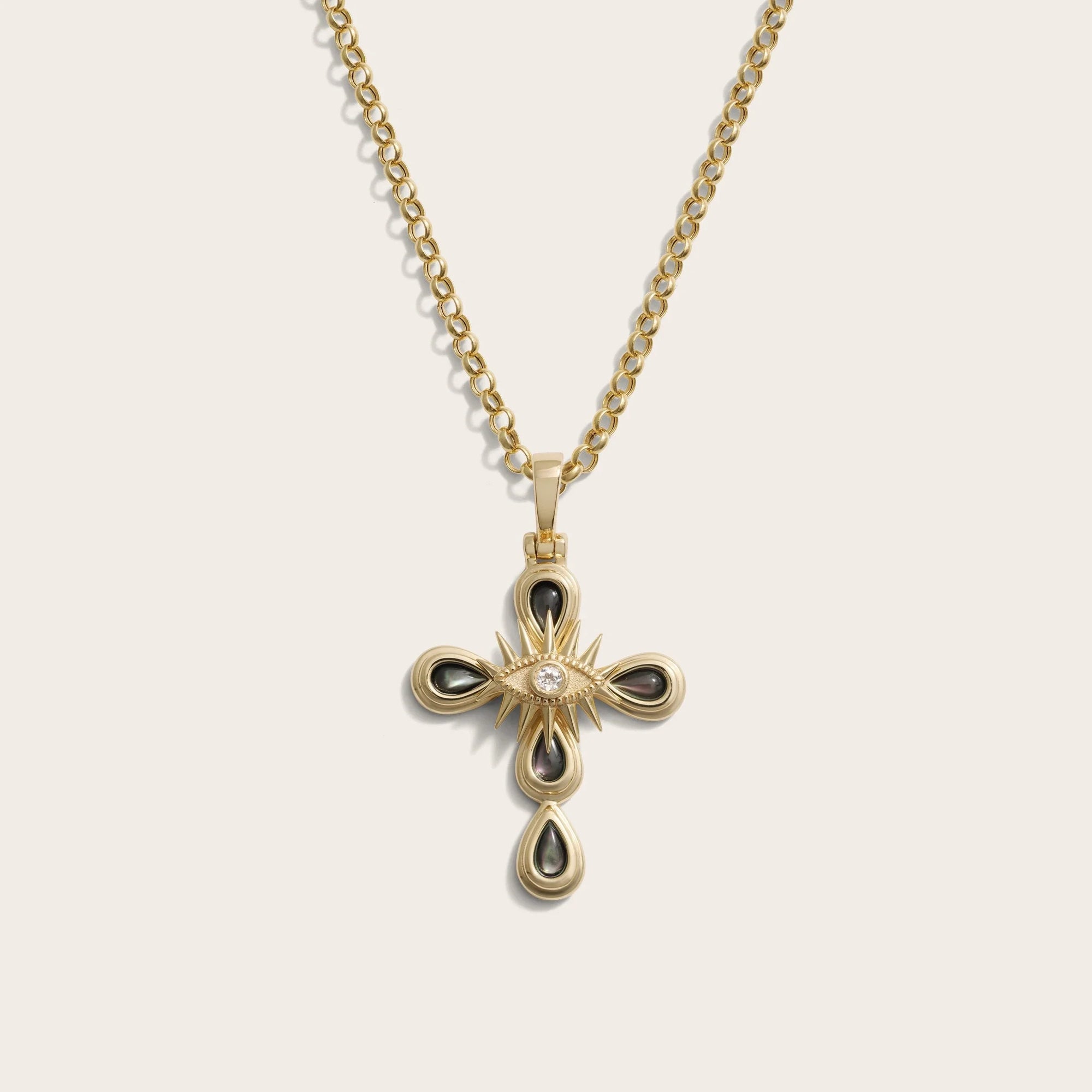 Third Eye Cross Necklace | 14K Yellow Gold Vermeil