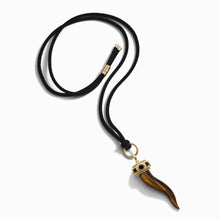 Tiger's Eye Horn Cord Charm Necklace | 14K Yellow Gold Vermeil