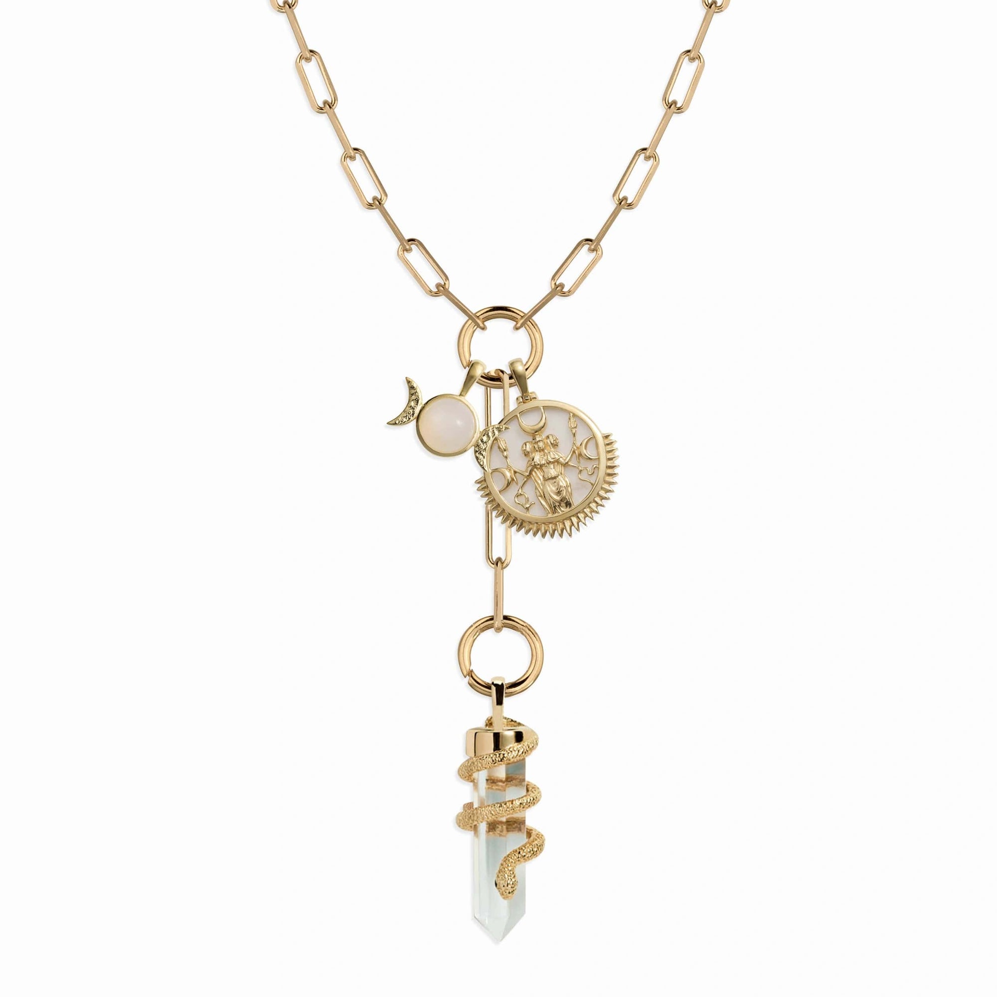 Witch Goddess Charm Lariat | 14K Yellow Gold Vermeil