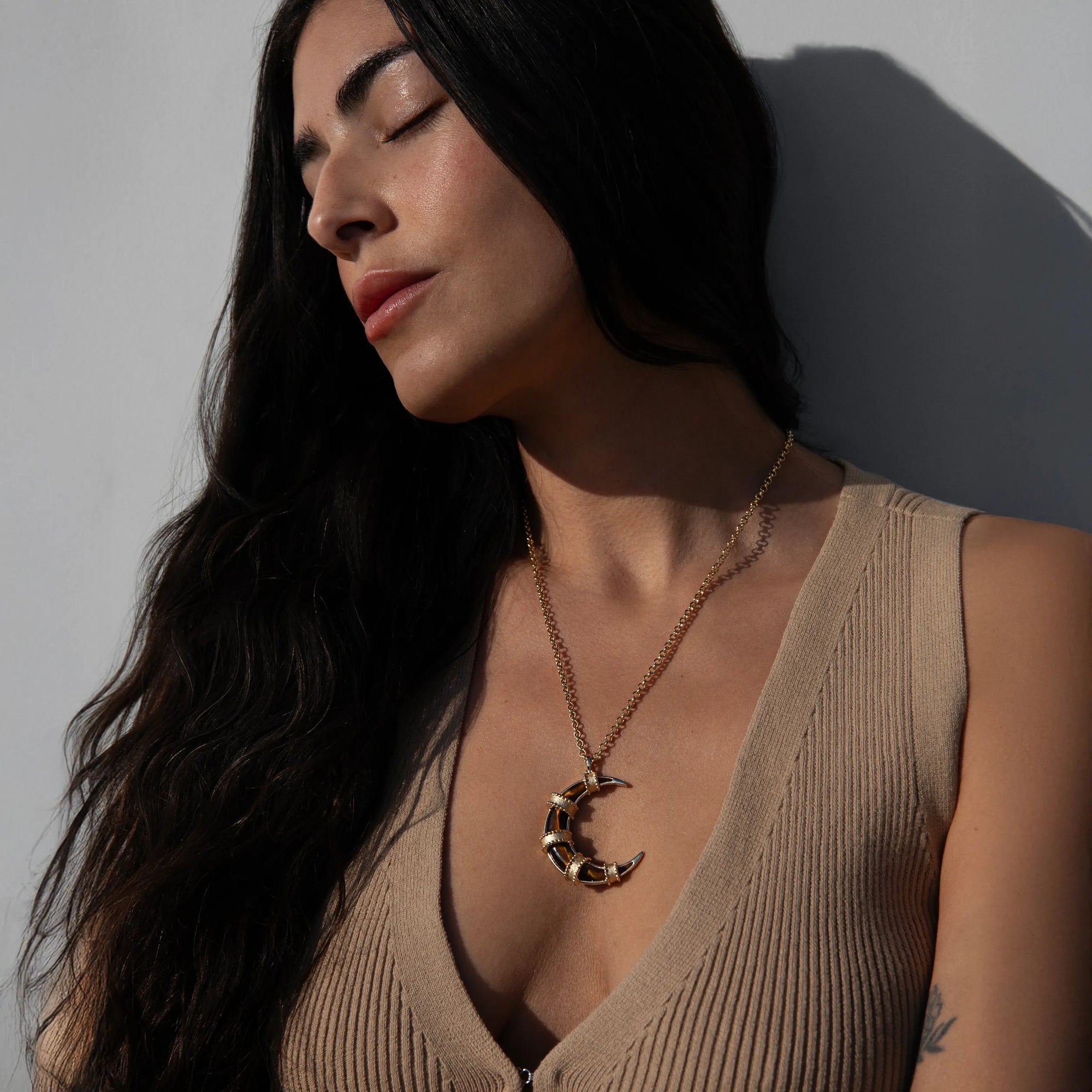 Boho Moon Necklace | 14K Yellow Gold Vermeil
