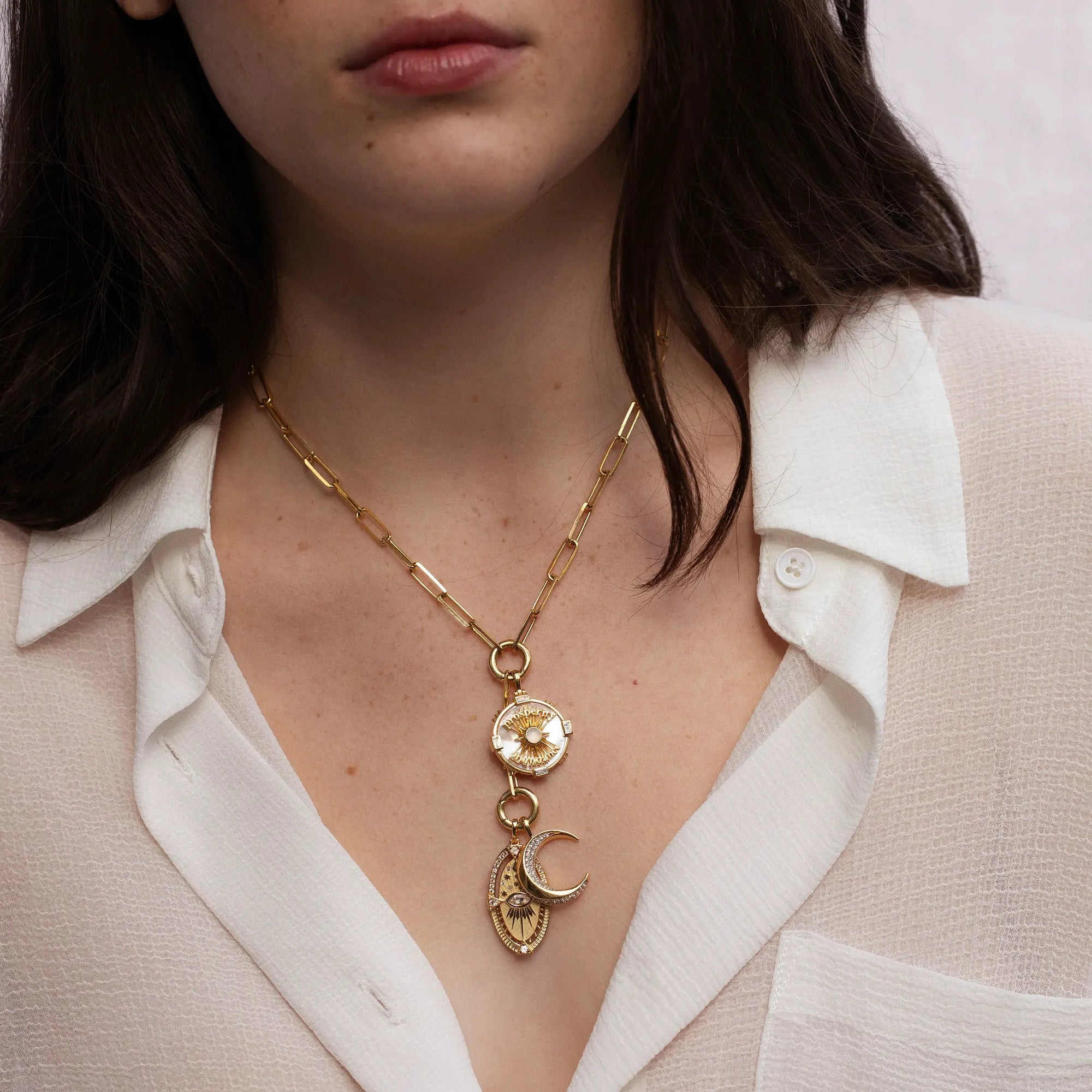 Dream Locket Charm Lariat | 14K Yellow Gold Vermeil