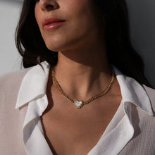 Mother of Pearl Heart Cuban Necklace | 14K Yellow Gold Vermeil