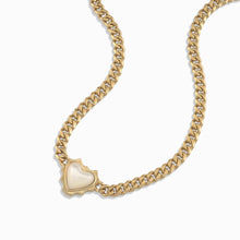 Mother of Pearl Heart Cuban Necklace | 14K Yellow Gold Vermeil