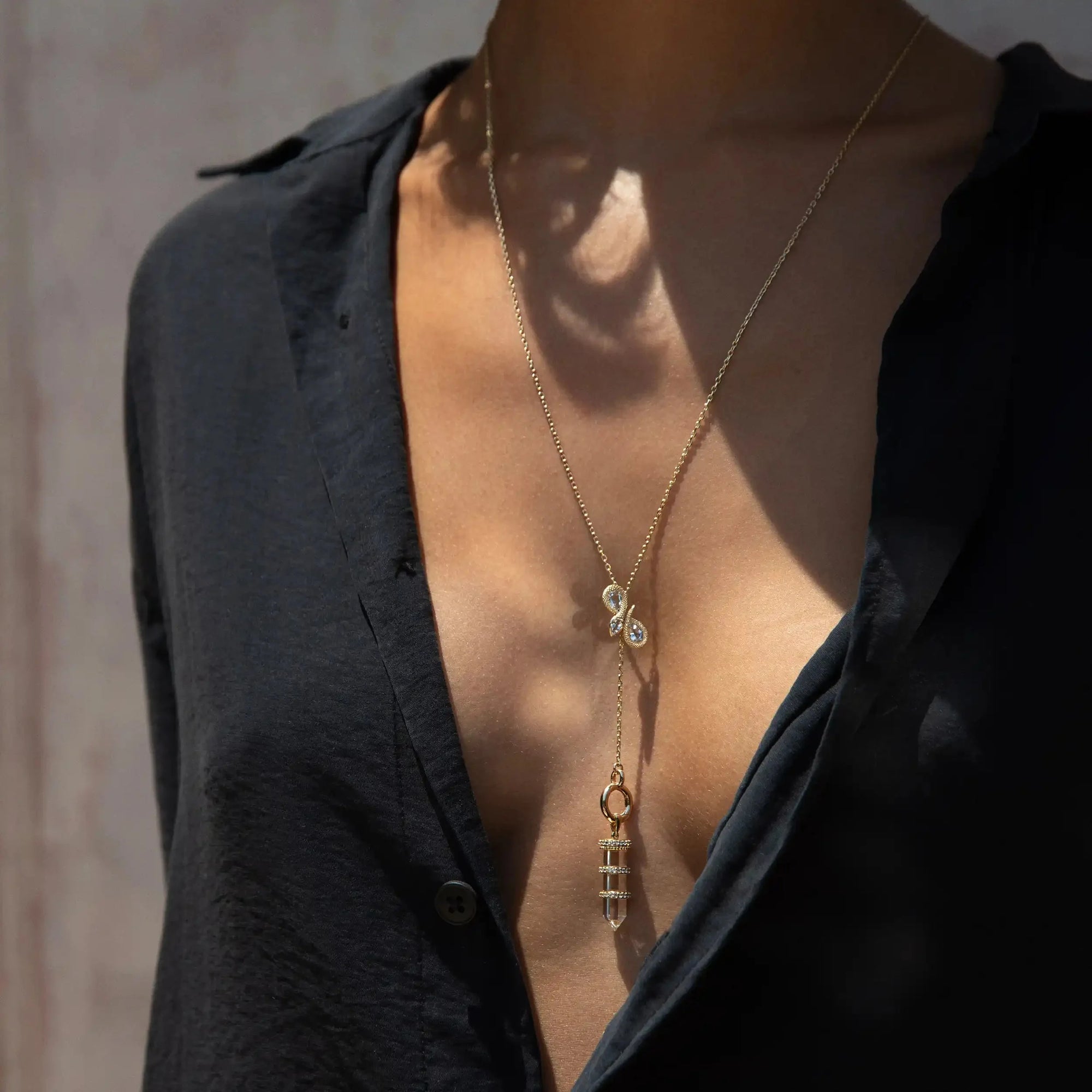 Infinity Snake Charm Lariat | 14K Yellow Gold Vermeil