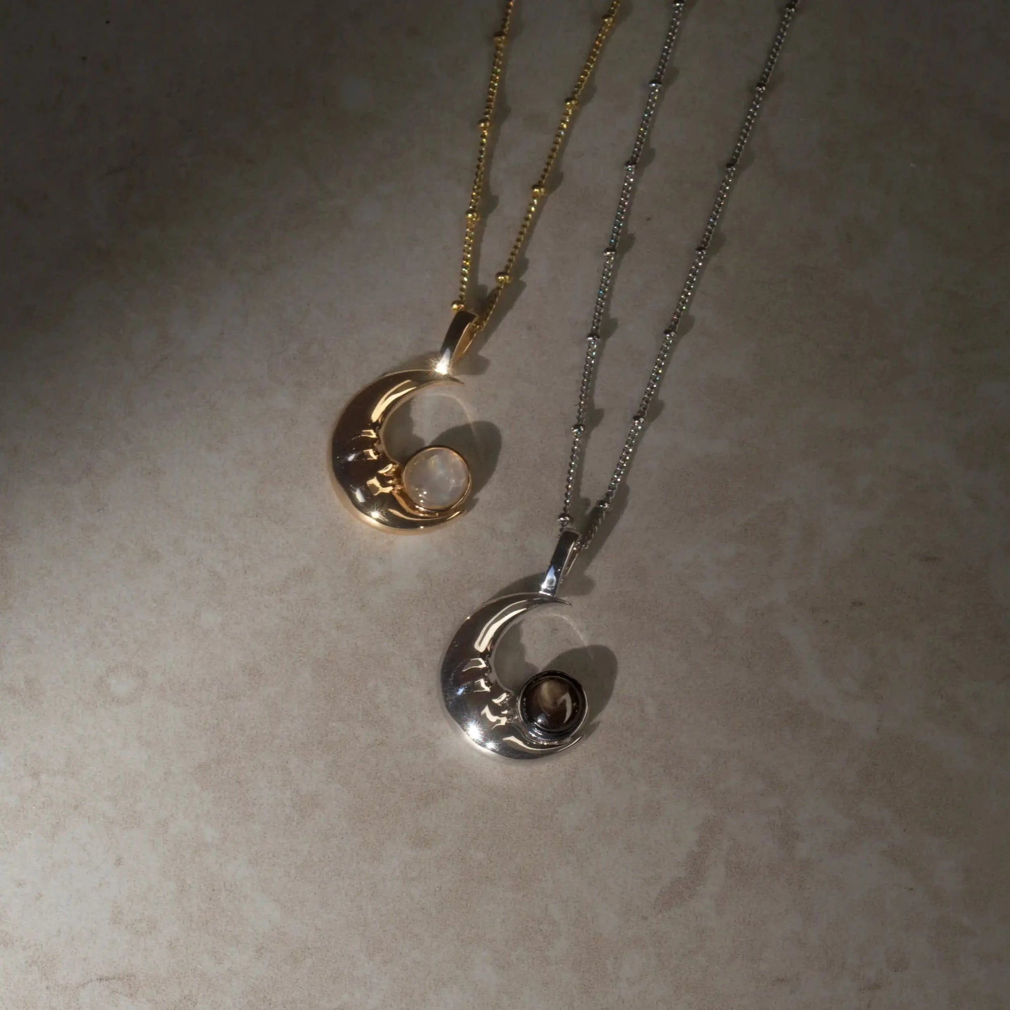 Man in the Moon Moonstone Necklace | 14K Yellow Gold Vermeil