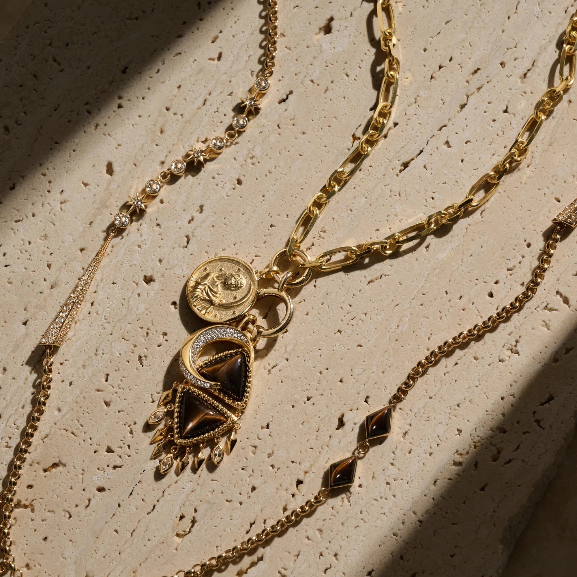 Selene Boho Moon Charm Necklace | 14K Yellow Gold Vermeil