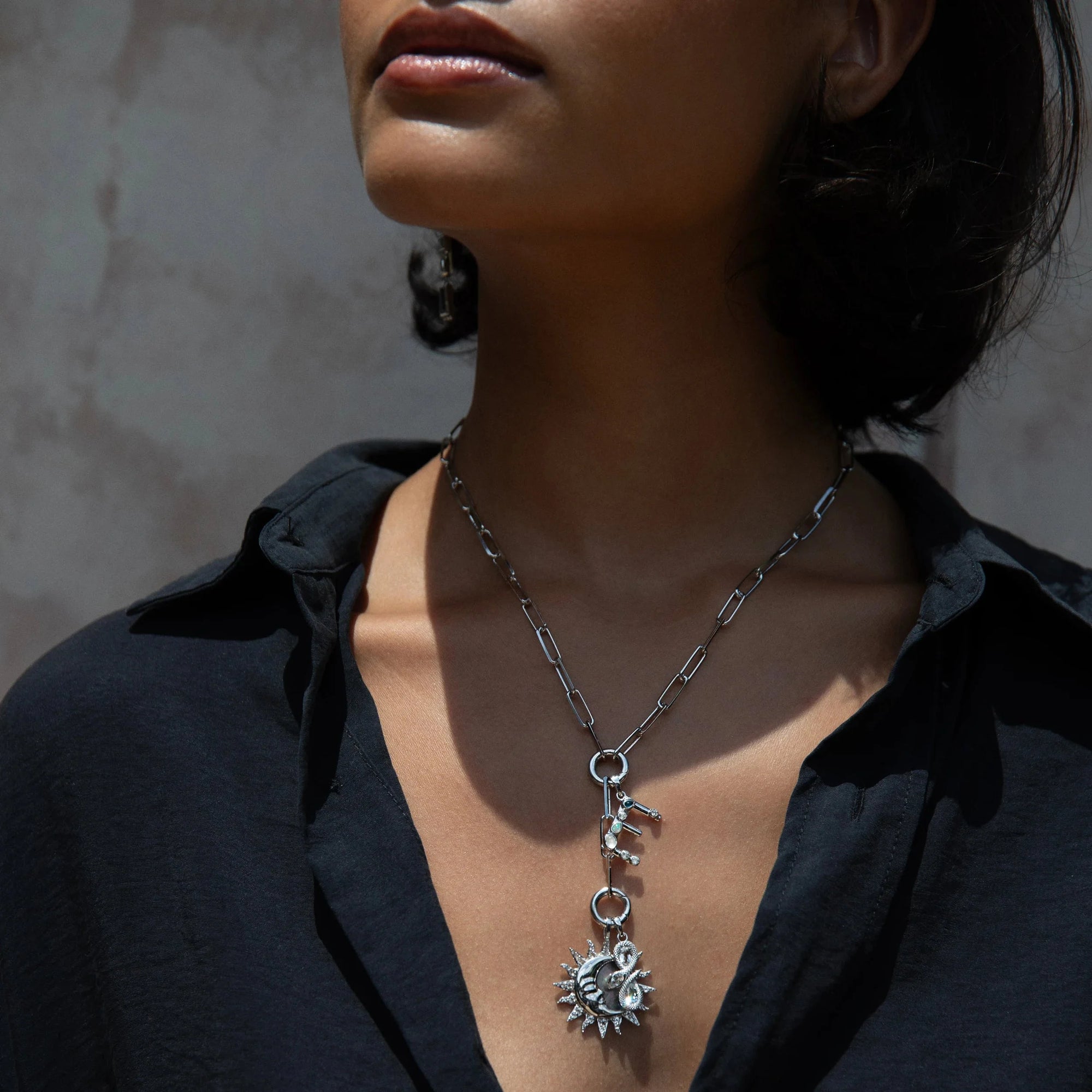 Silver Gemstone Initial Necklace | Sterling Silver