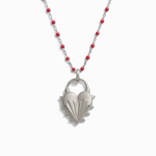 Spiked Heart Ruby Enamel Necklace | Sterling Silver