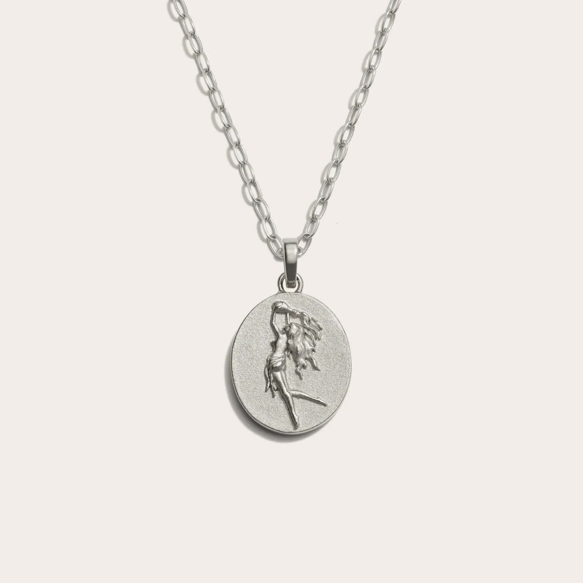 Zodiac Goddess Pendant + Mini Paperclip Chain | Sterling Silver