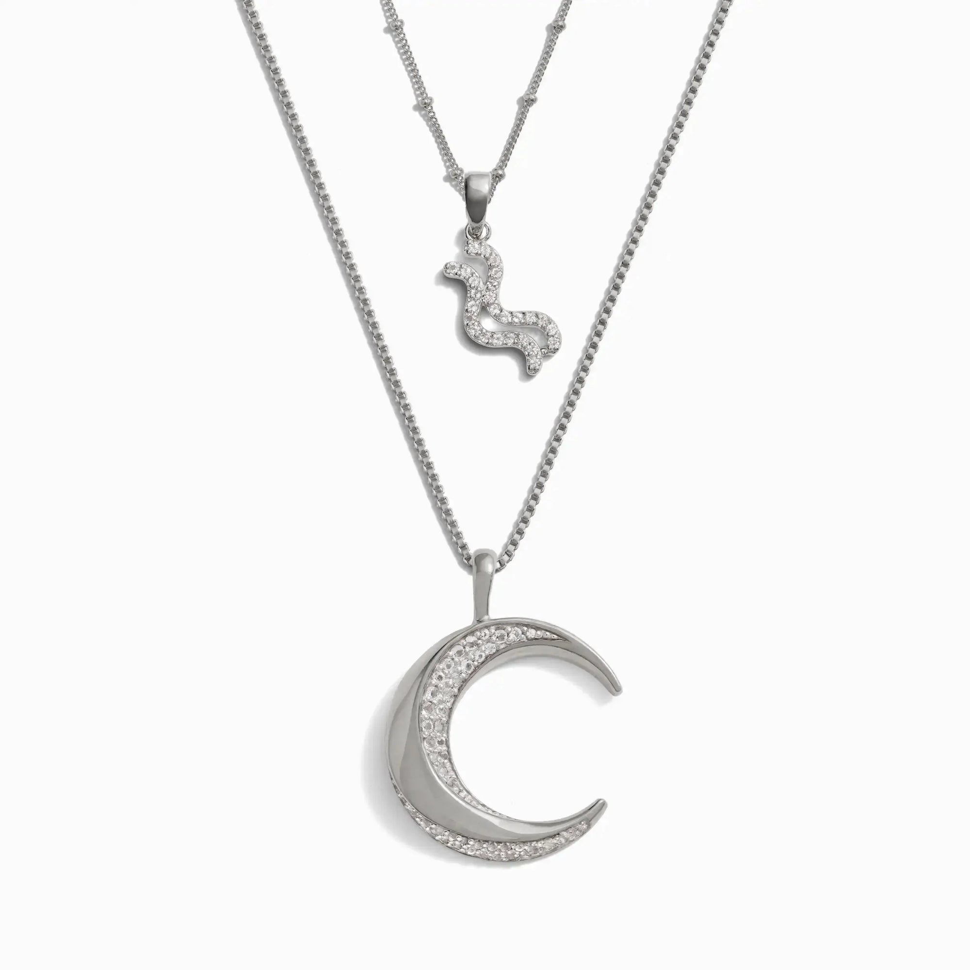 Twisted Moon and Gemstone Zodiac Set | Sterling Silver