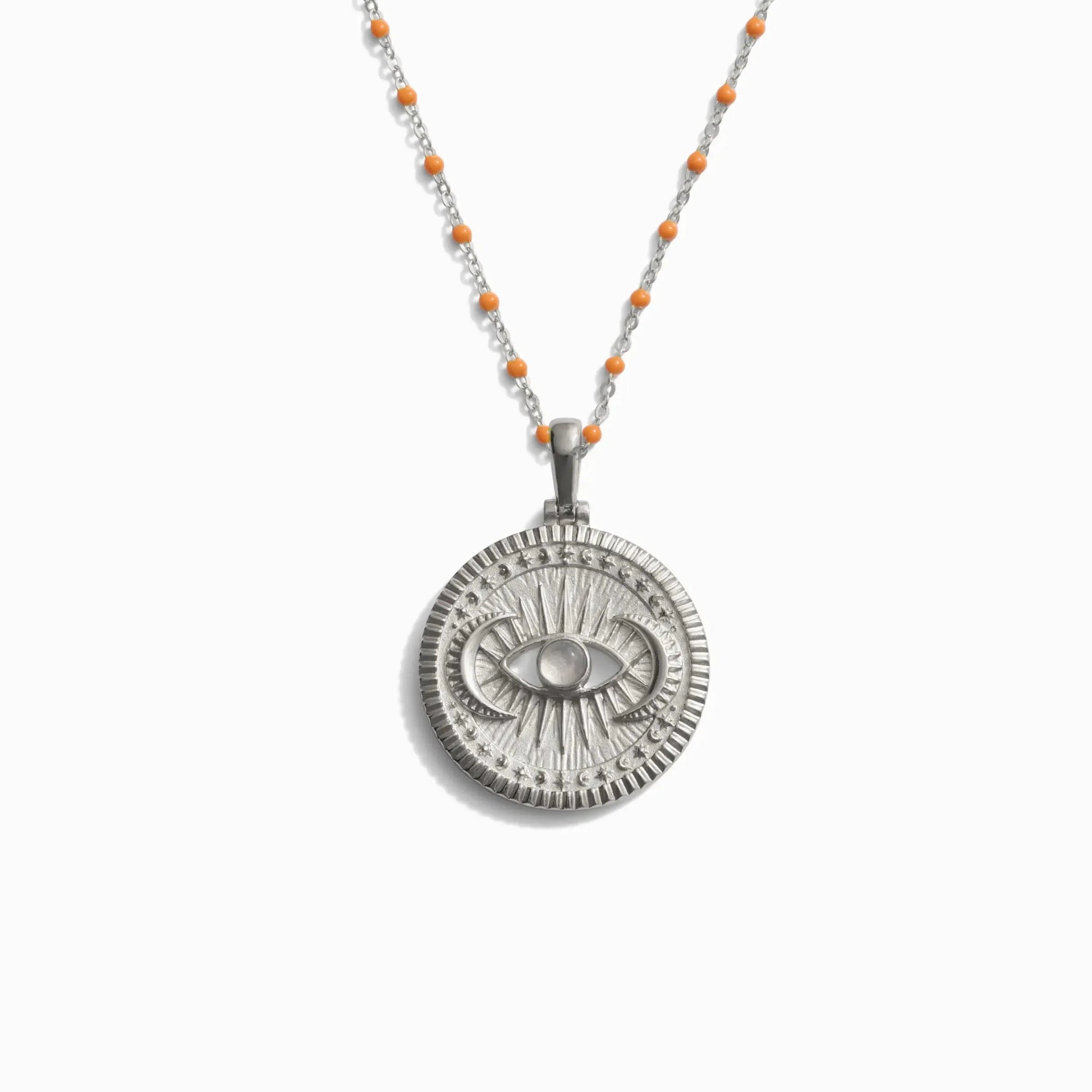 Cosmic Eye + Blush Enamel Necklace | Sterling Silver