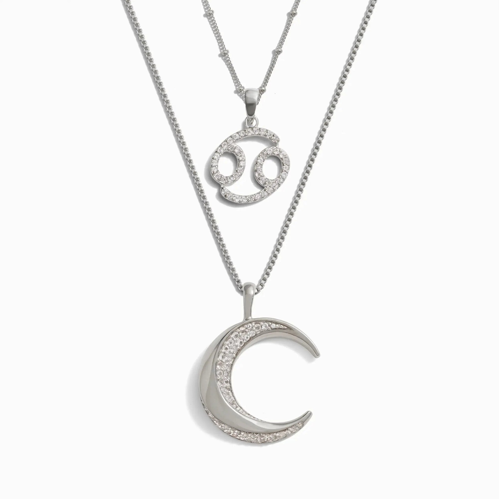 Twisted Moon and Gemstone Zodiac Set | Sterling Silver