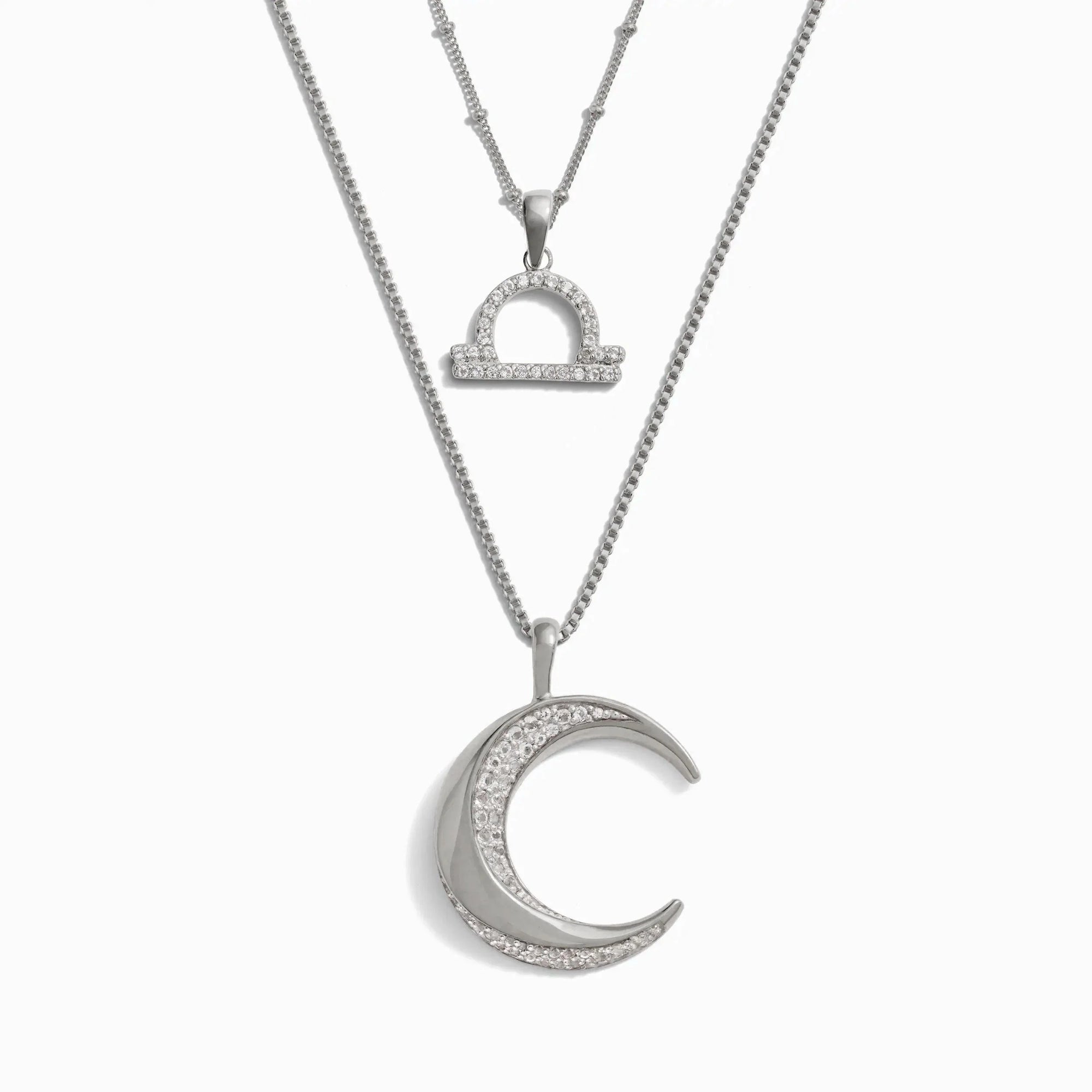 Twisted Moon and Gemstone Zodiac Set | Sterling Silver