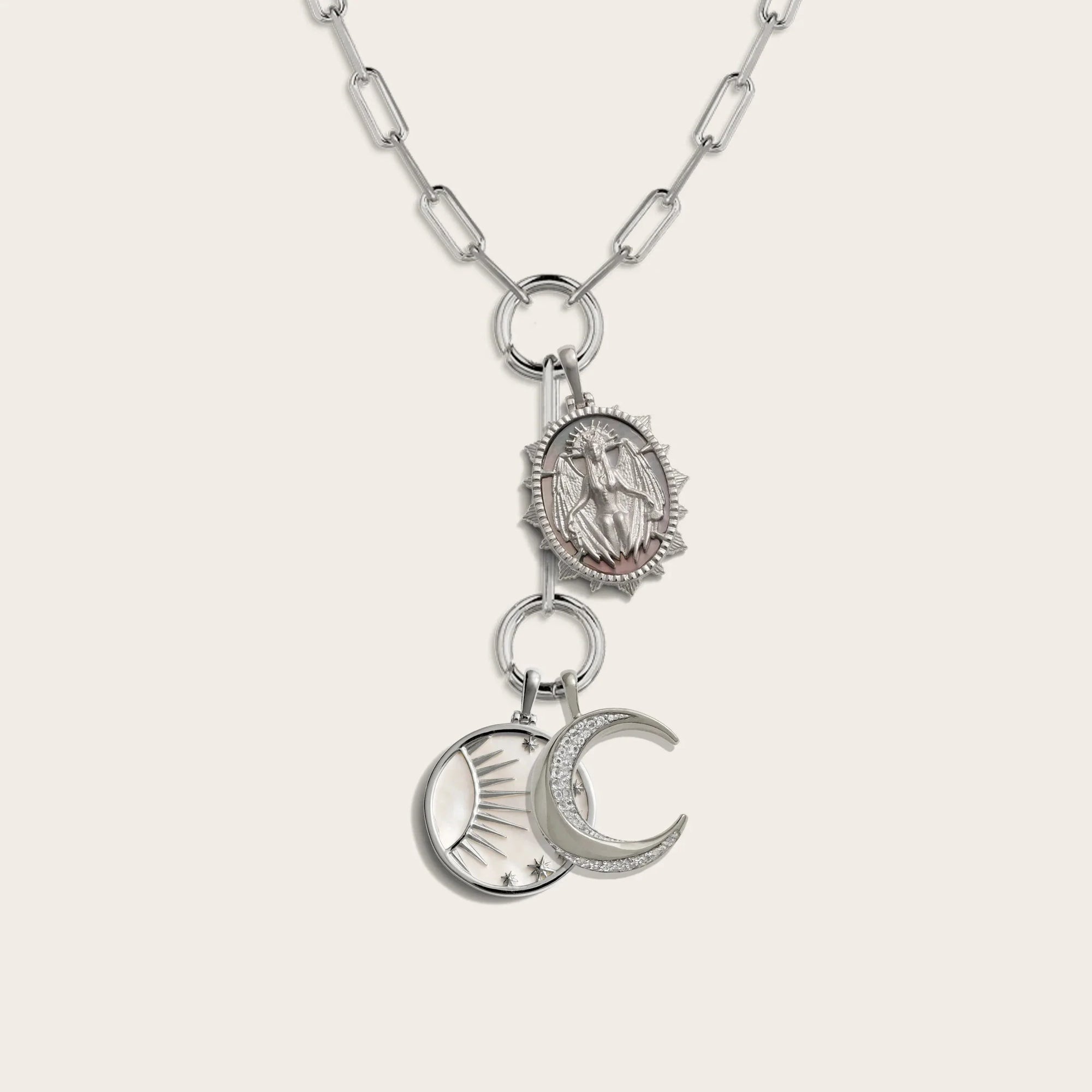 Lilith Moon Charm Lariat | Sterling Silver