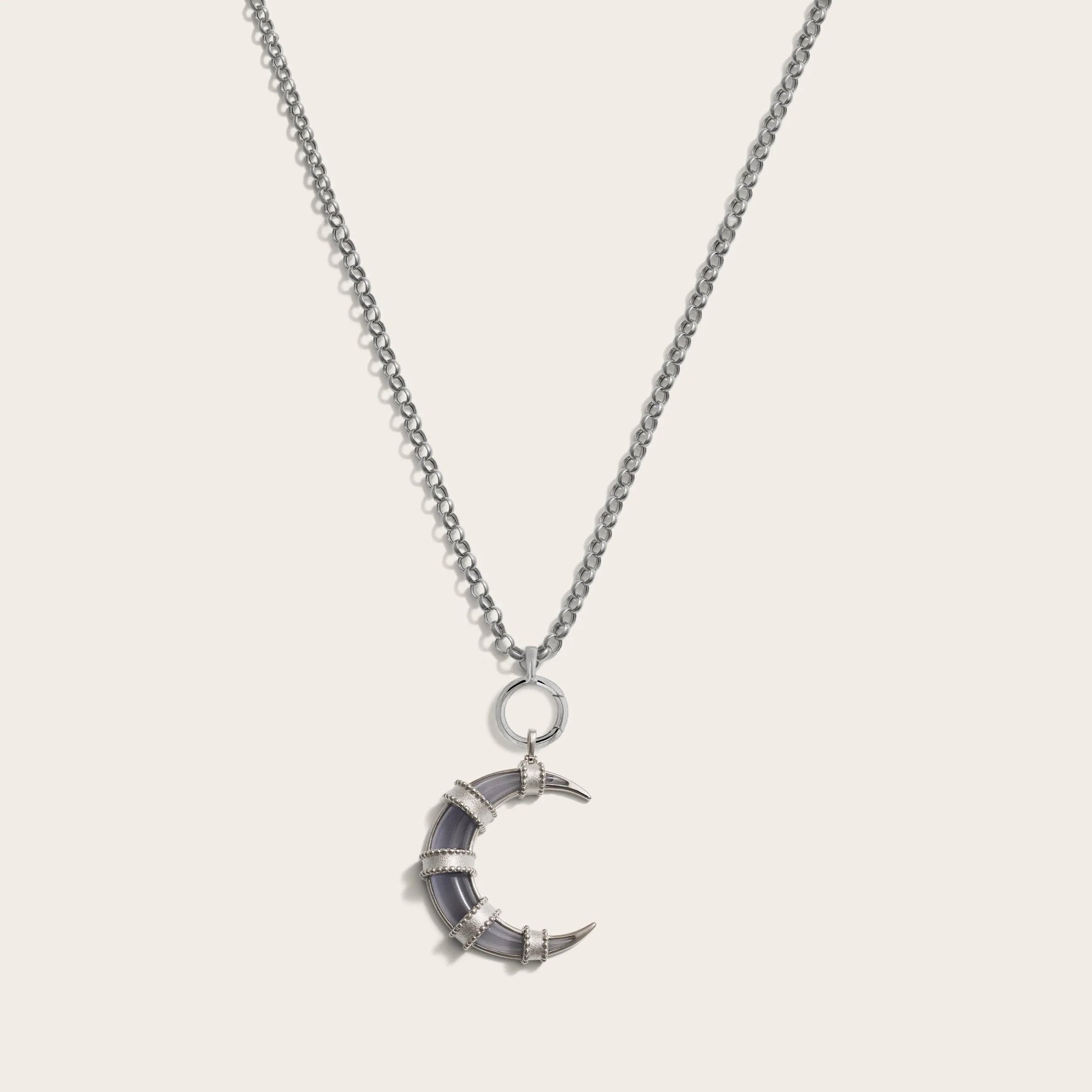 Long Boho Moon Charm Necklace | Sterling Silver