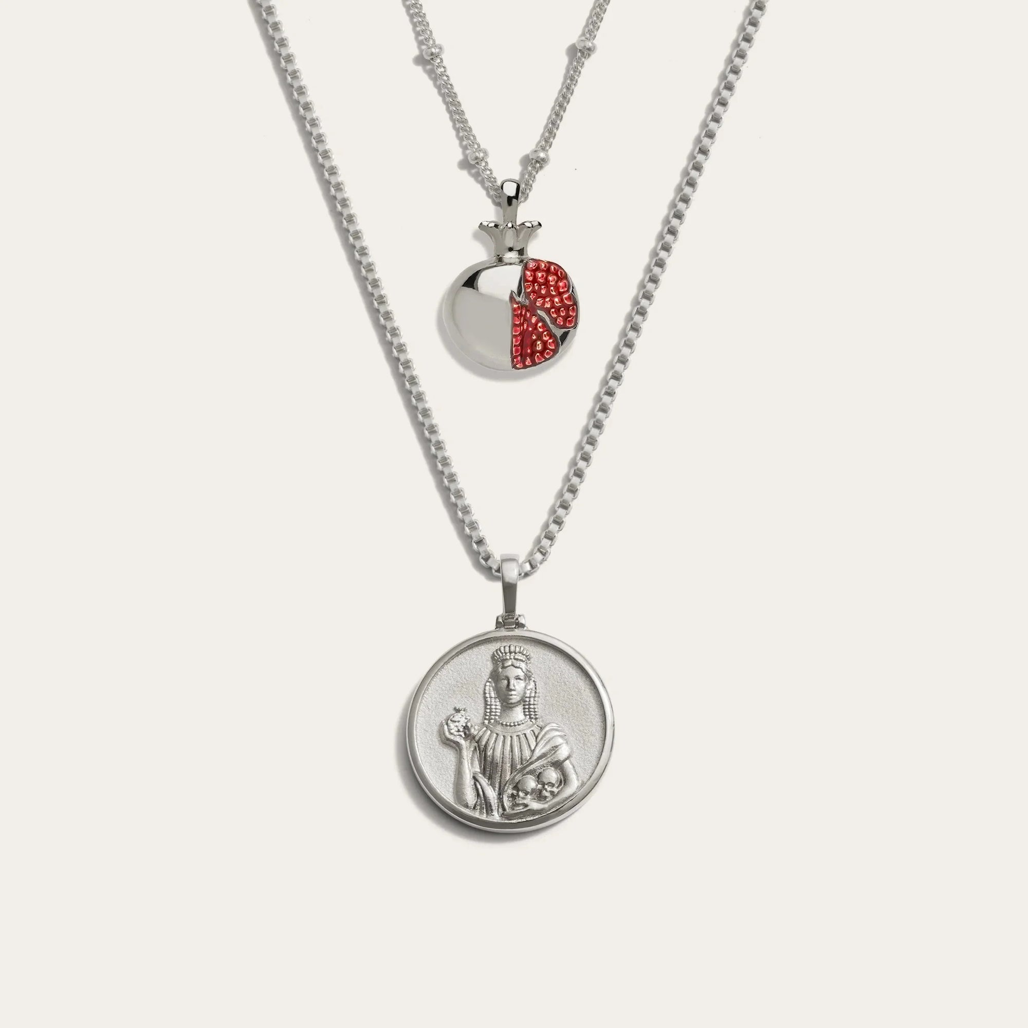 Persephone and Pomegranate Necklace Set | Sterling Silver