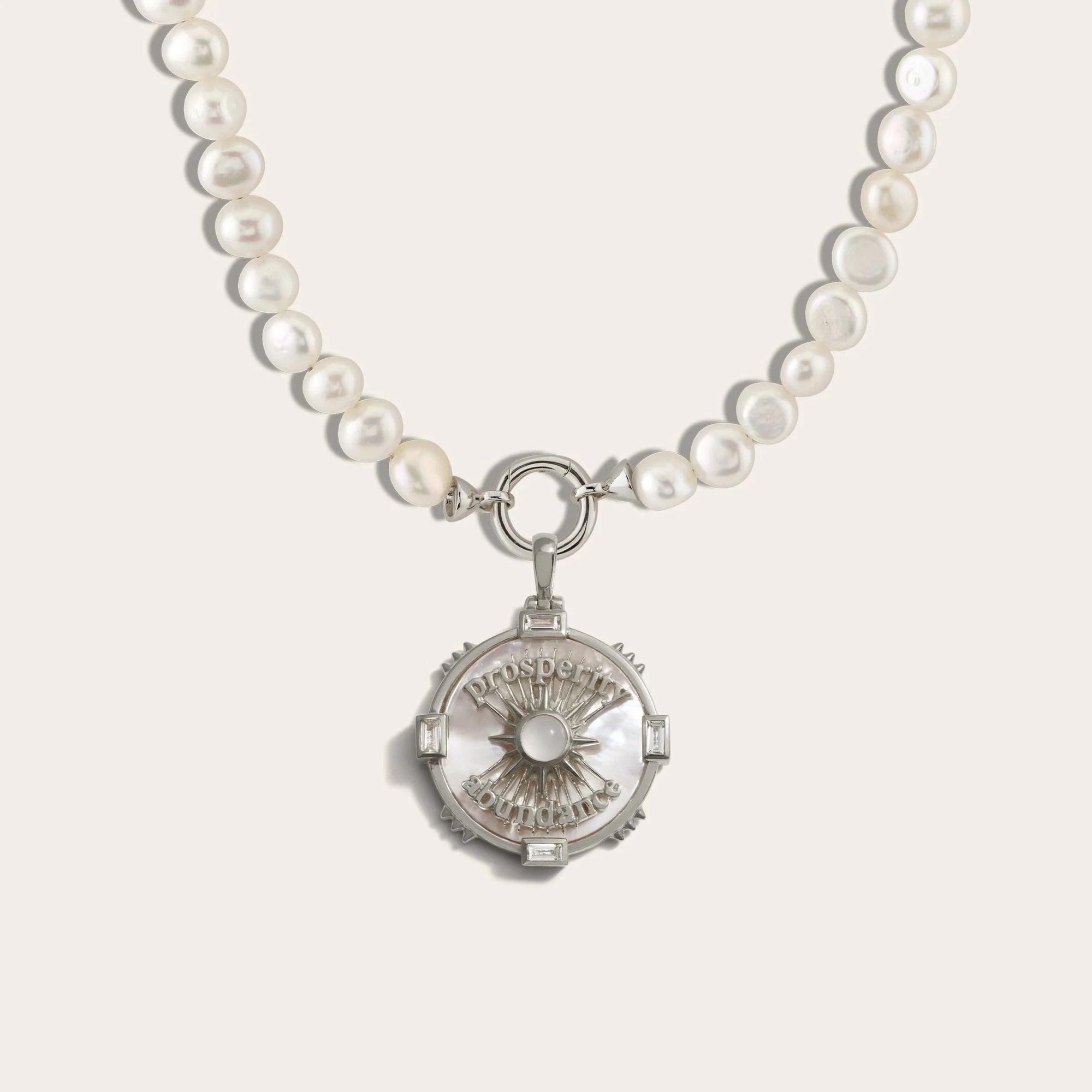 Prosperity Pearl Charm Necklace | Sterling Silver