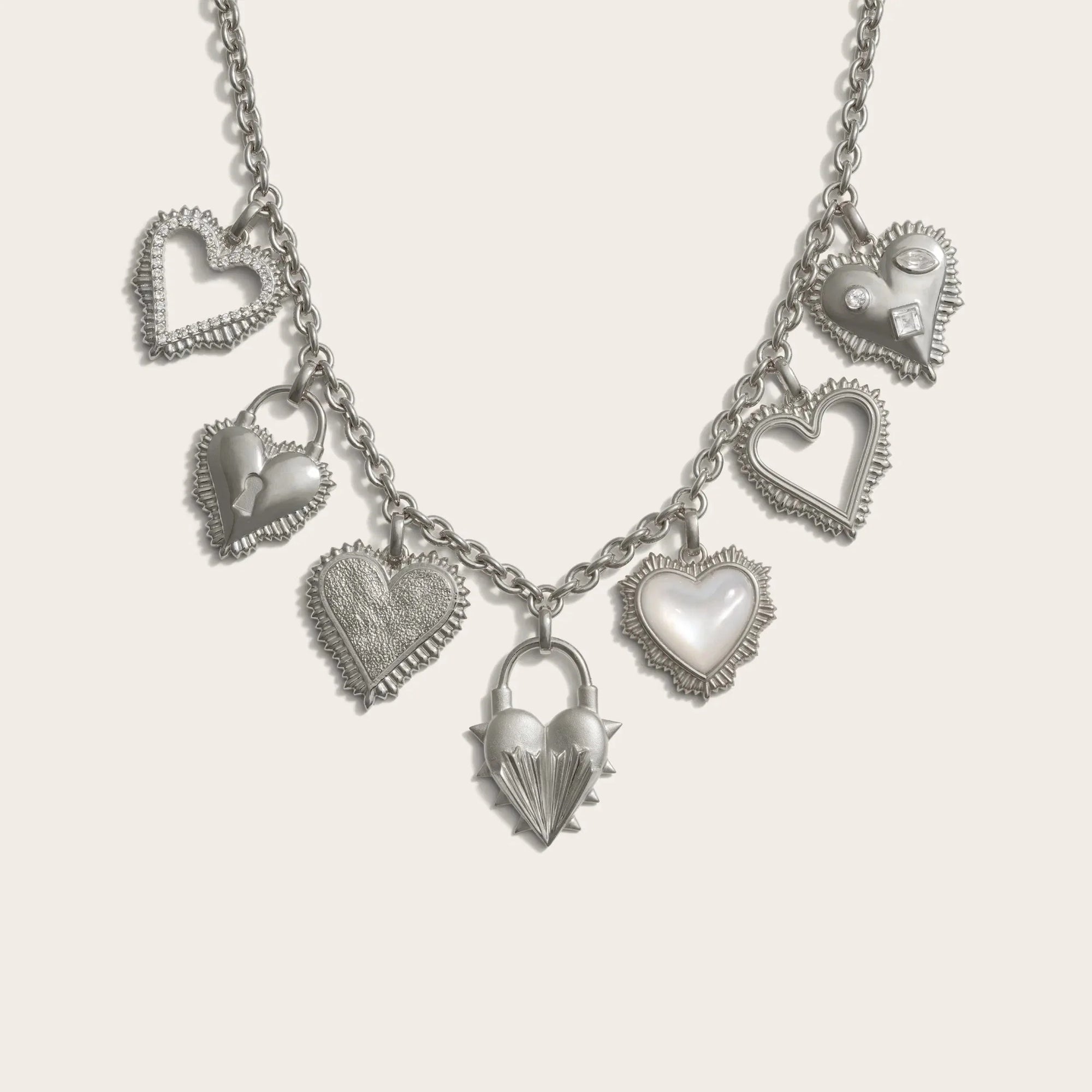 Radiant Heart Statement Charm Necklace | Sterling Silver
