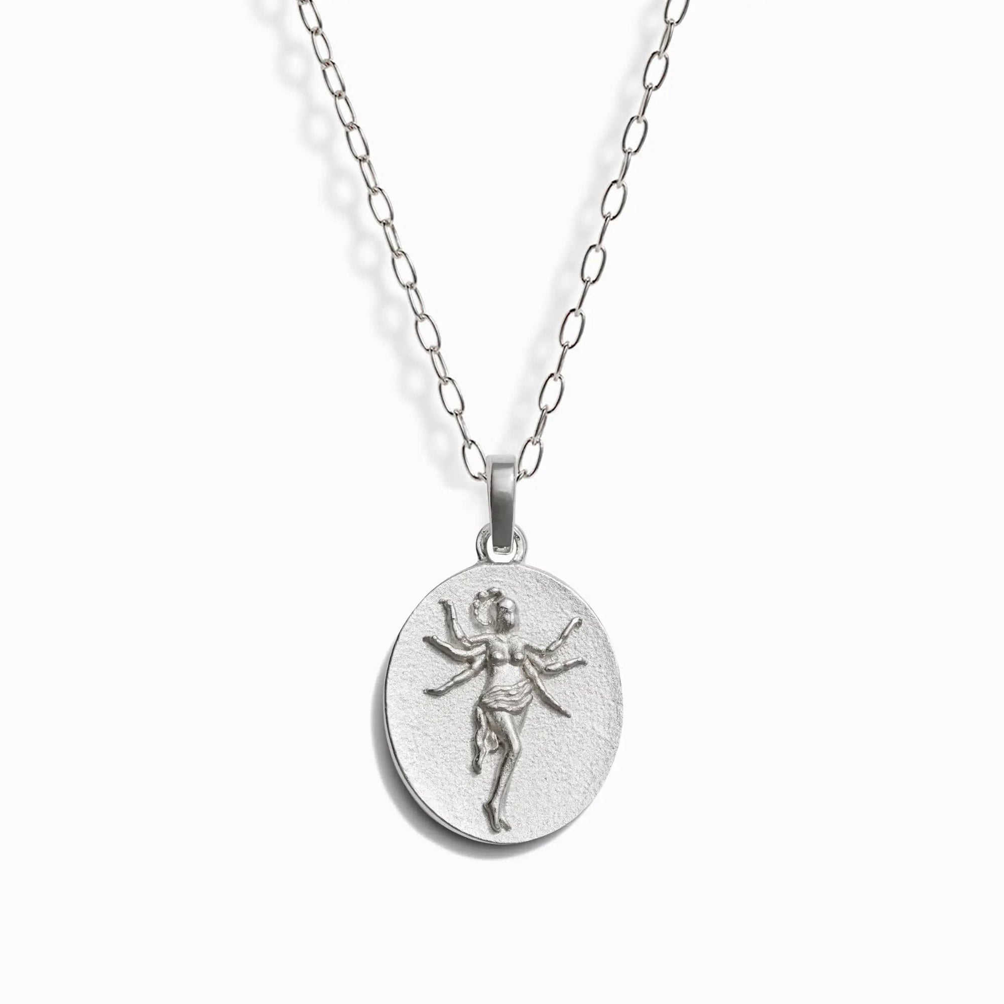 Zodiac Goddess Pendant + Mini Paperclip Chain | Sterling Silver